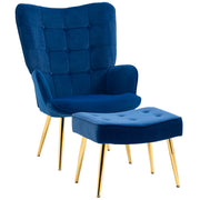 Accent Chair with Ottoman - Dark Blue-DECOROLALA
