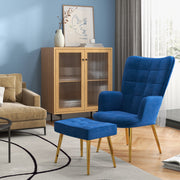 Accent Chair with Ottoman - Dark Blue-DECOROLALA