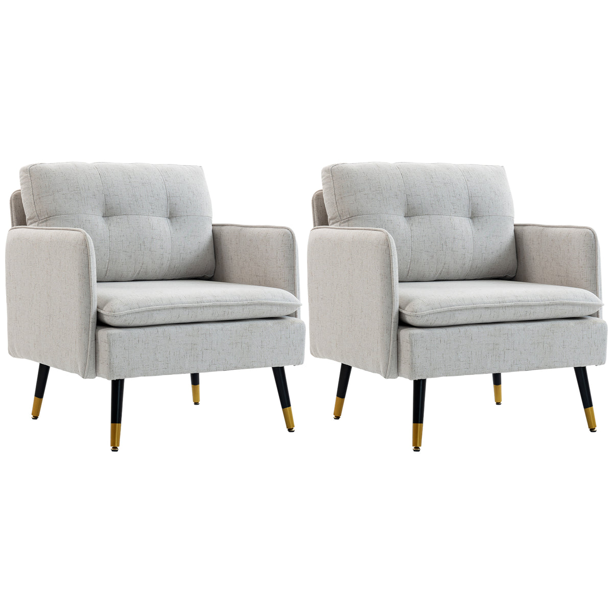 Accent Chairs Set of 2 - Cream Tufted-Accent Chairs-DECOROLALA