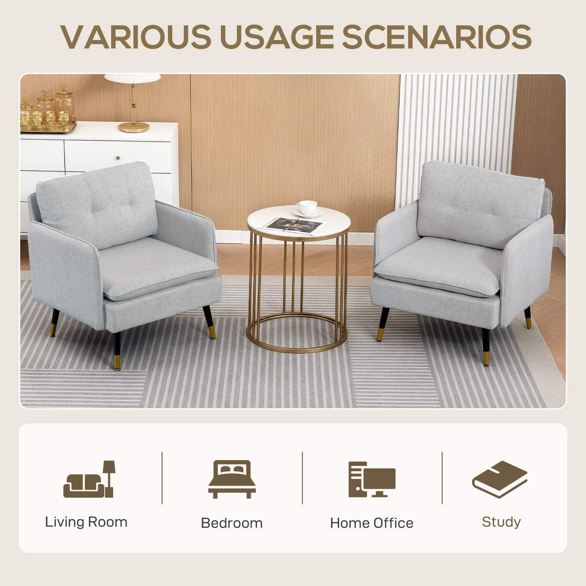 Accent Chairs Set of 2 - Cream Tufted-Accent Chairs-DECOROLALA