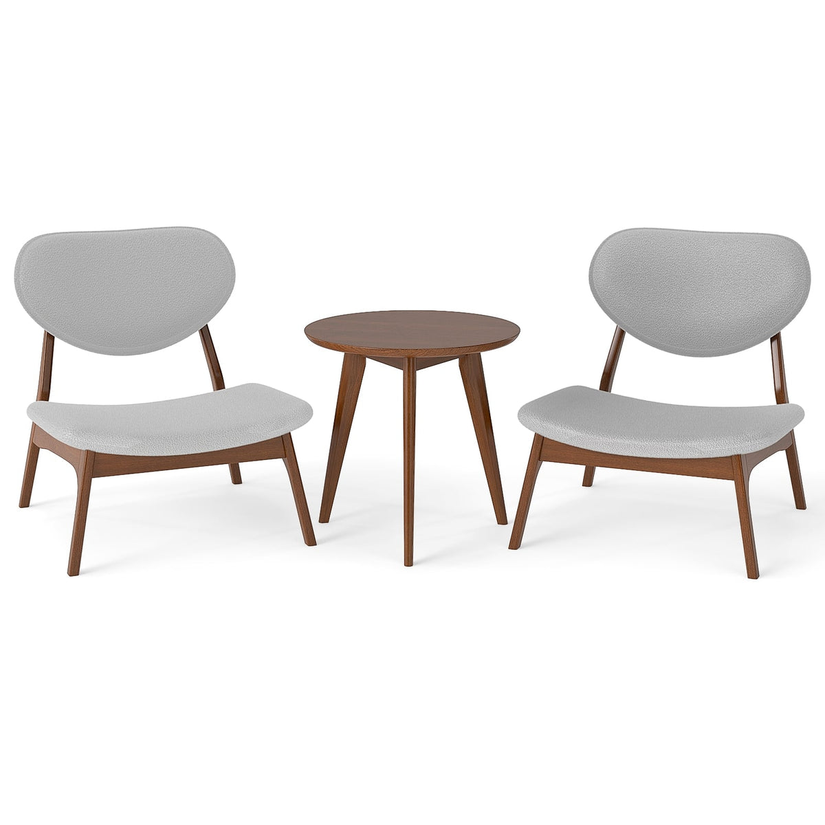 Accent Chairs Set of 2 with Side Table and Solid Wood Frame-Gray-Accent Chairs-DECOROLALA