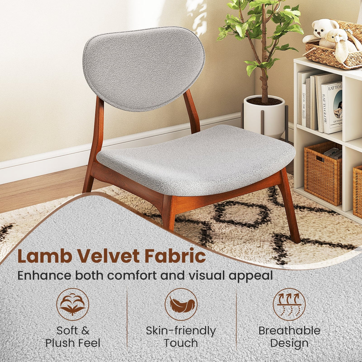 Accent Chairs Set of 2 with Side Table and Solid Wood Frame-Gray-Accent Chairs-DECOROLALA