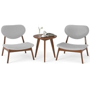 Accent Chairs Set of 2 with Side Table and Solid Wood Frame-Gray-Accent Chairs-DECOROLALA