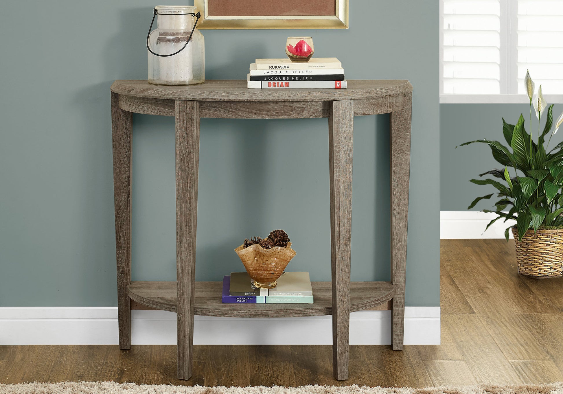 Accent Console Table 36"L White Half-Moon-Accent Table-DECOROLALA