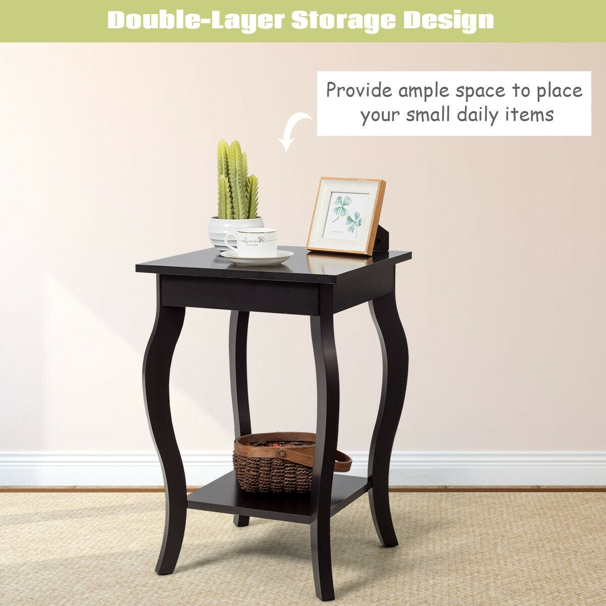 Accent Sofa End Side Table-Brown-End & Side Tables-DECOROLALA