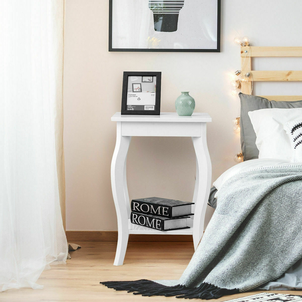 Accent Sofa End Side Table-White-End & Side Tables-DECOROLALA