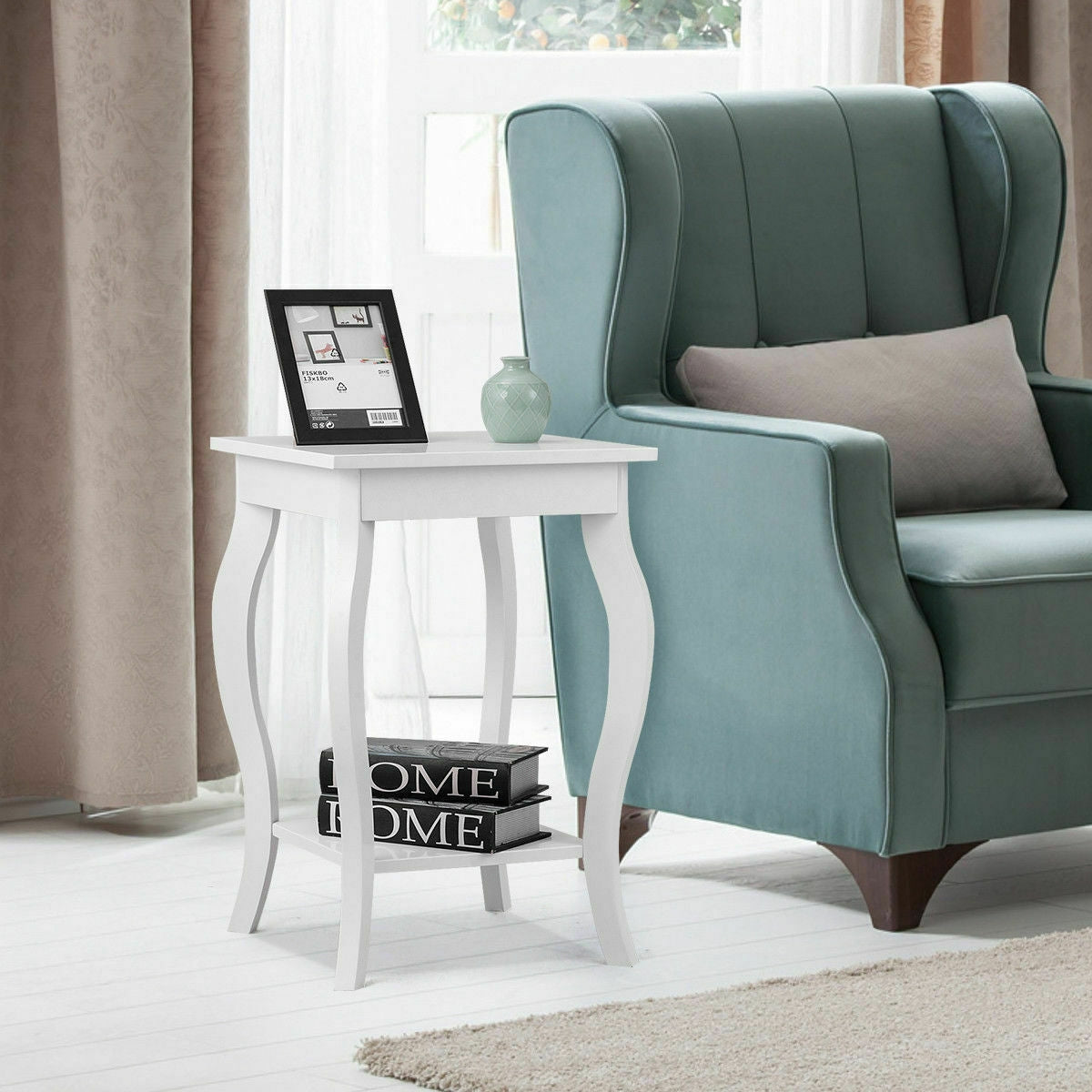 Accent Sofa End Side Table-White-End & Side Tables-DECOROLALA