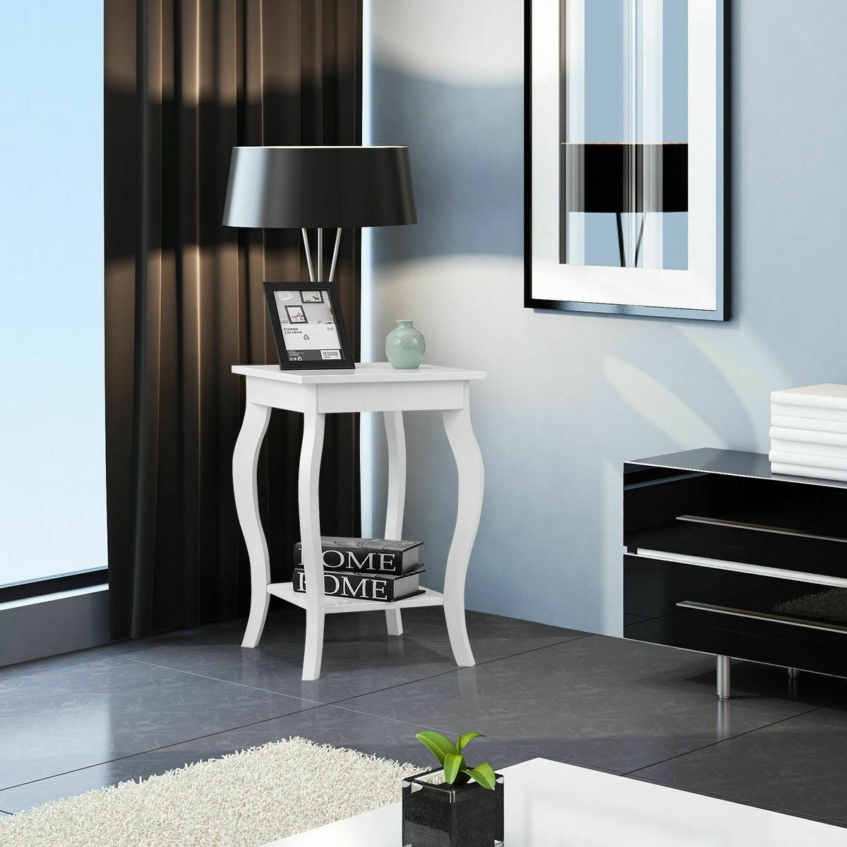Accent Sofa End Side Table-White-End & Side Tables-DECOROLALA