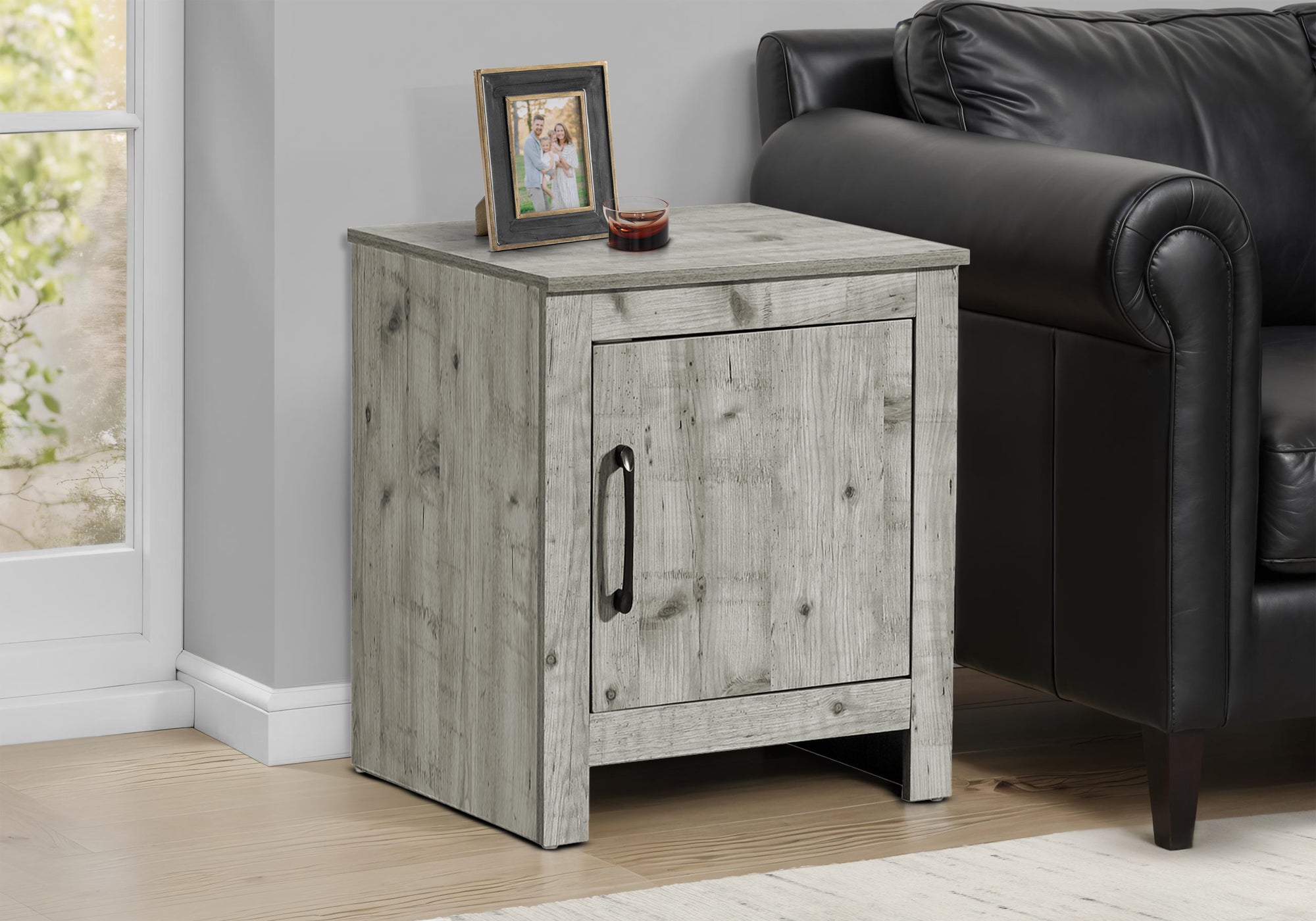 Accent Table, 22" H, End, Side Table, Storage, Side, Nightstand, Living Room, Bedroom, Rustique Grey Laminate, Transitional-DECOROLALA