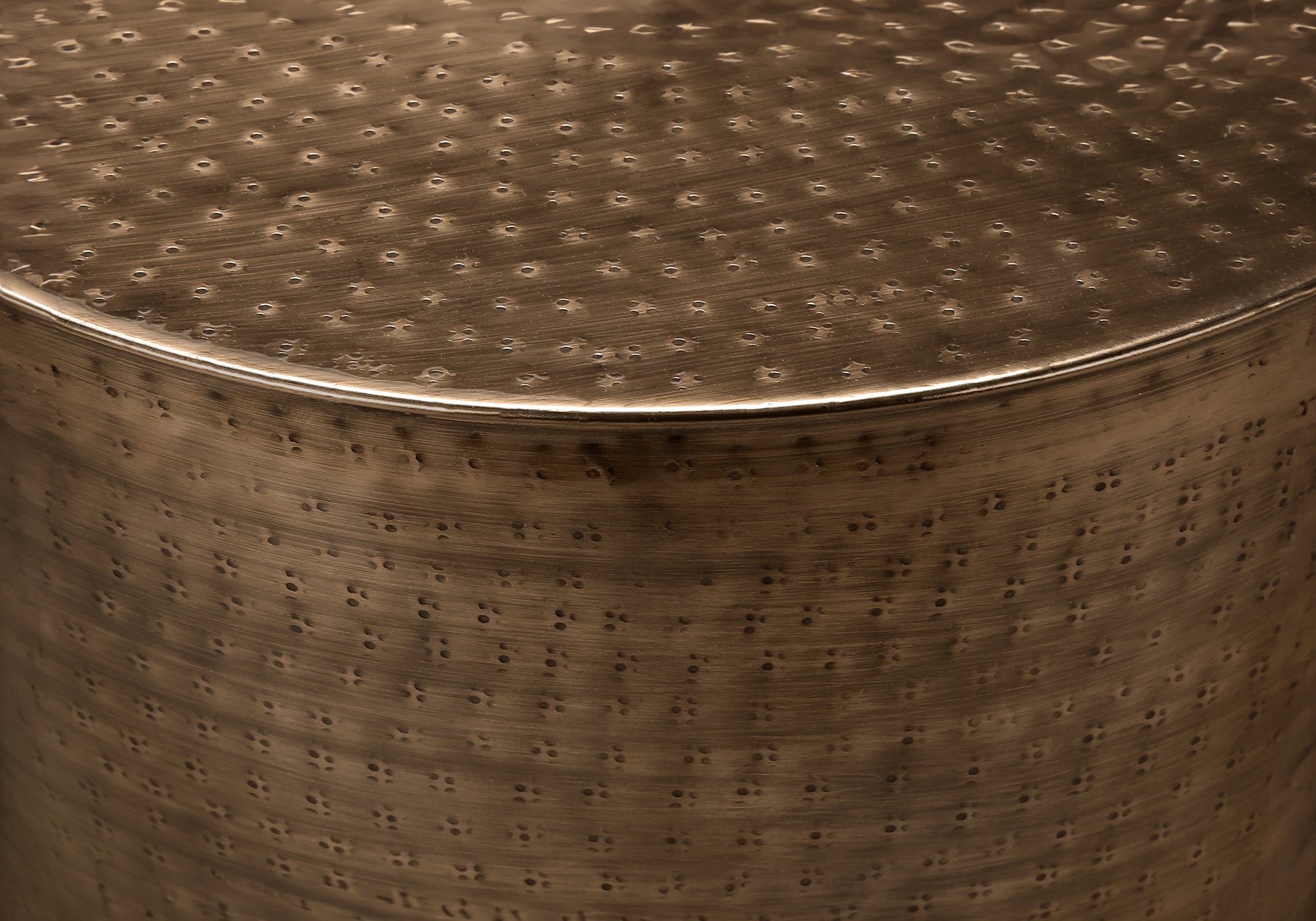 Accent Table - 22"H / Antique Copper Iron Metal Drum End-Accent Table-DECOROLALA