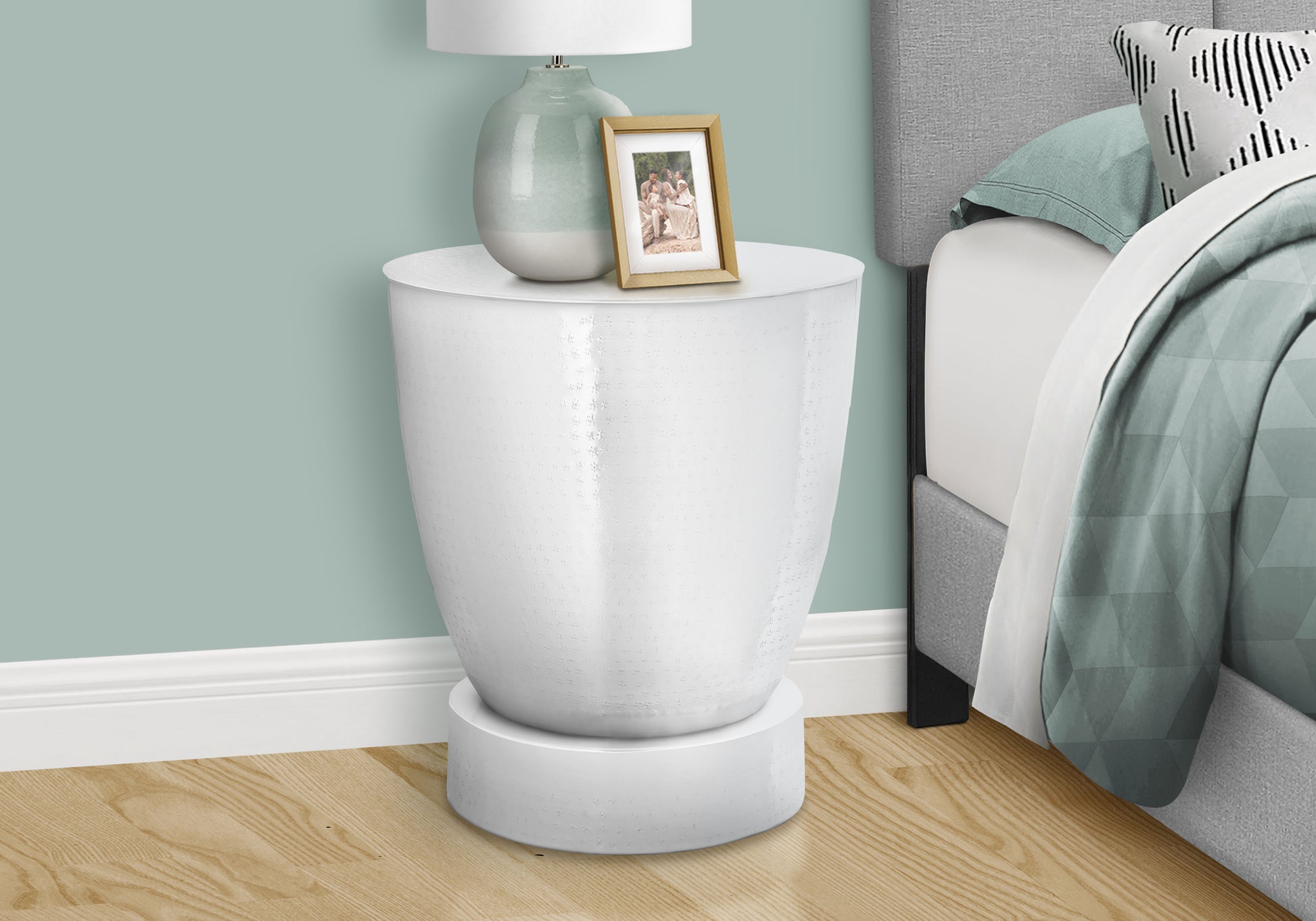 Accent Table - 22"H / Antique Copper Iron Metal Drum End-Accent Table-DECOROLALA