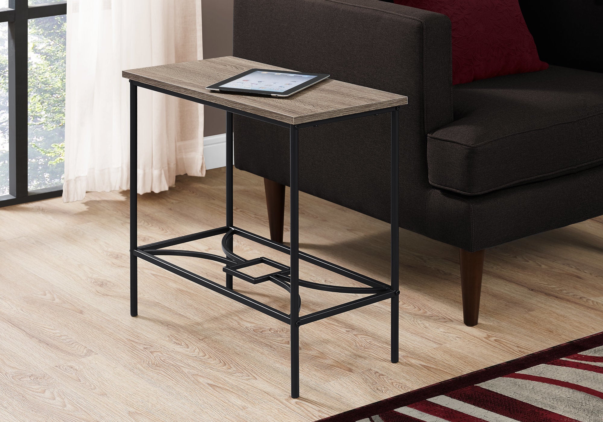 Accent Table - 22"H / Black Marble / Black Metal-Accent Table-DECOROLALA