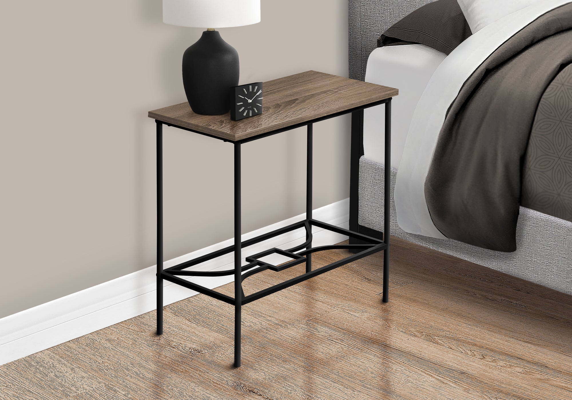 Accent Table - 22"H / Black Marble / Black Metal-Accent Table-DECOROLALA
