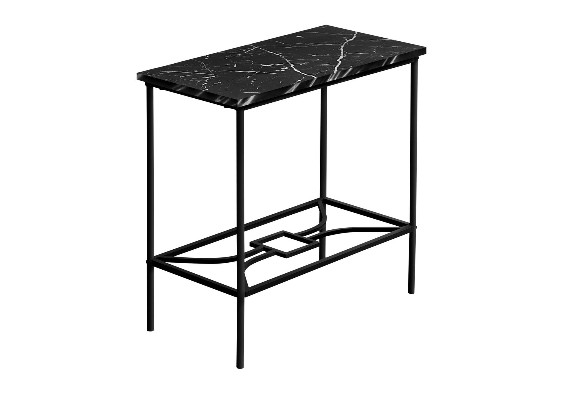 Accent Table - 22"H / Black Marble / Black Metal-Accent Table-DECOROLALA