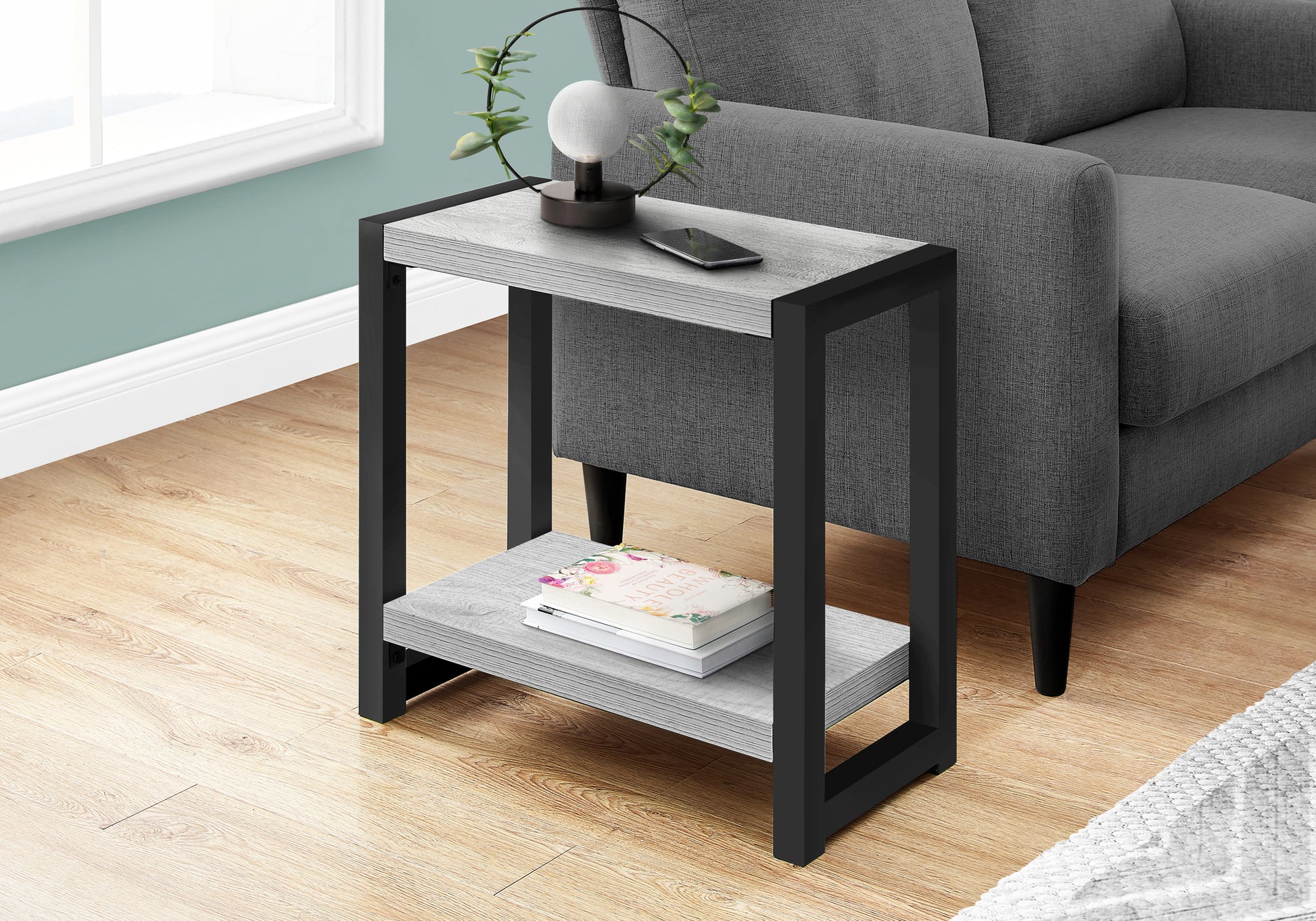Accent Table 22"H Black Metal 2-Tier-Accent Table-DECOROLALA