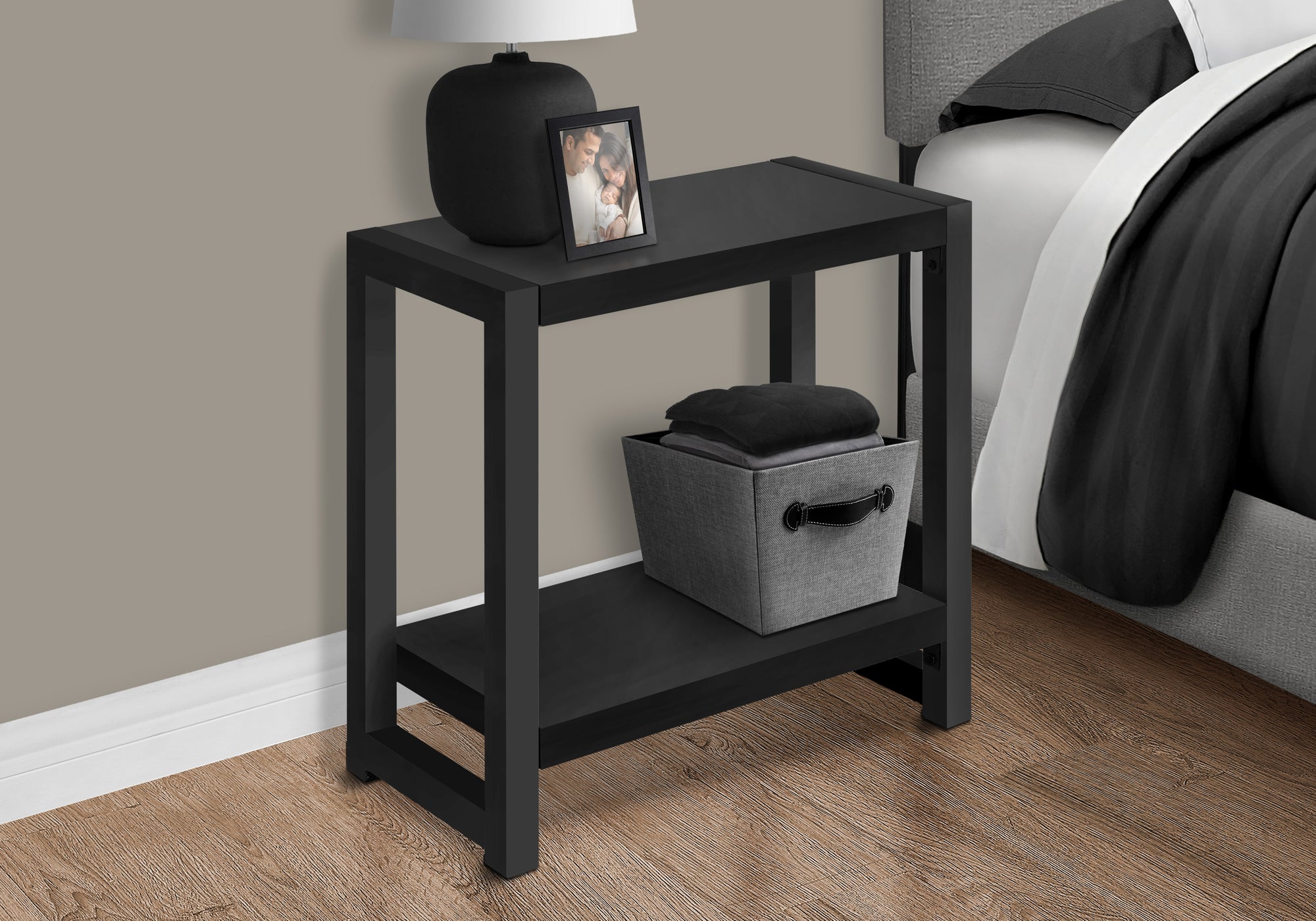 Accent Table 22"H Black Metal 2-Tier-Accent Table-DECOROLALA