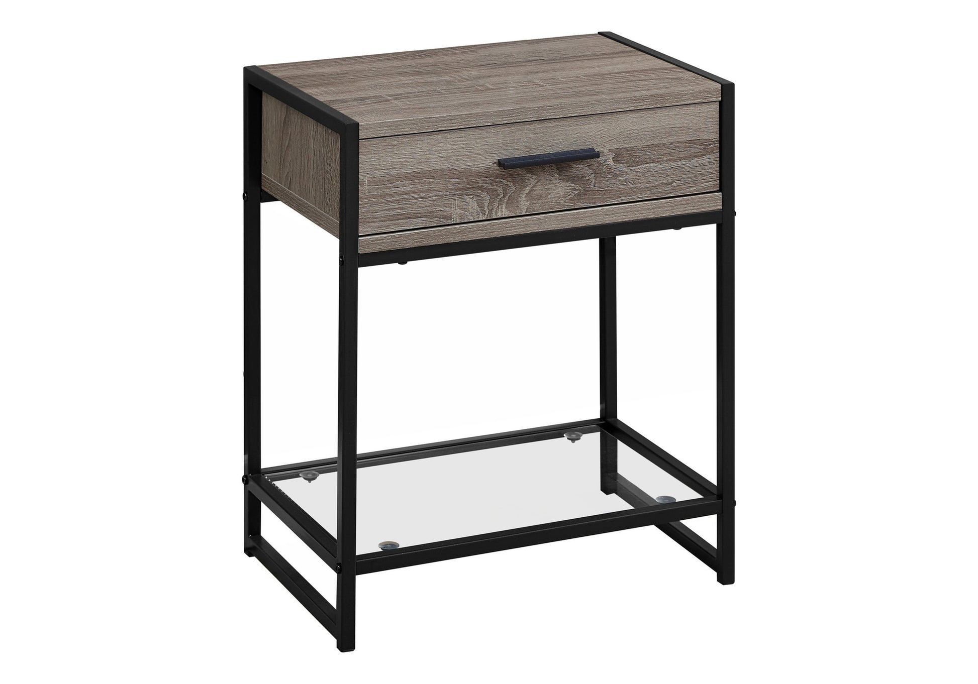 Accent Table - 22"H / Dark Taupe / Black / Tempered Glass-Accent Table-DECOROLALA