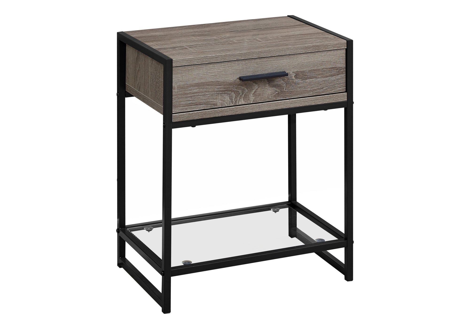Accent Table - 22"H / Dark Taupe / Black / Tempered Glass-Accent Table-DECOROLALA