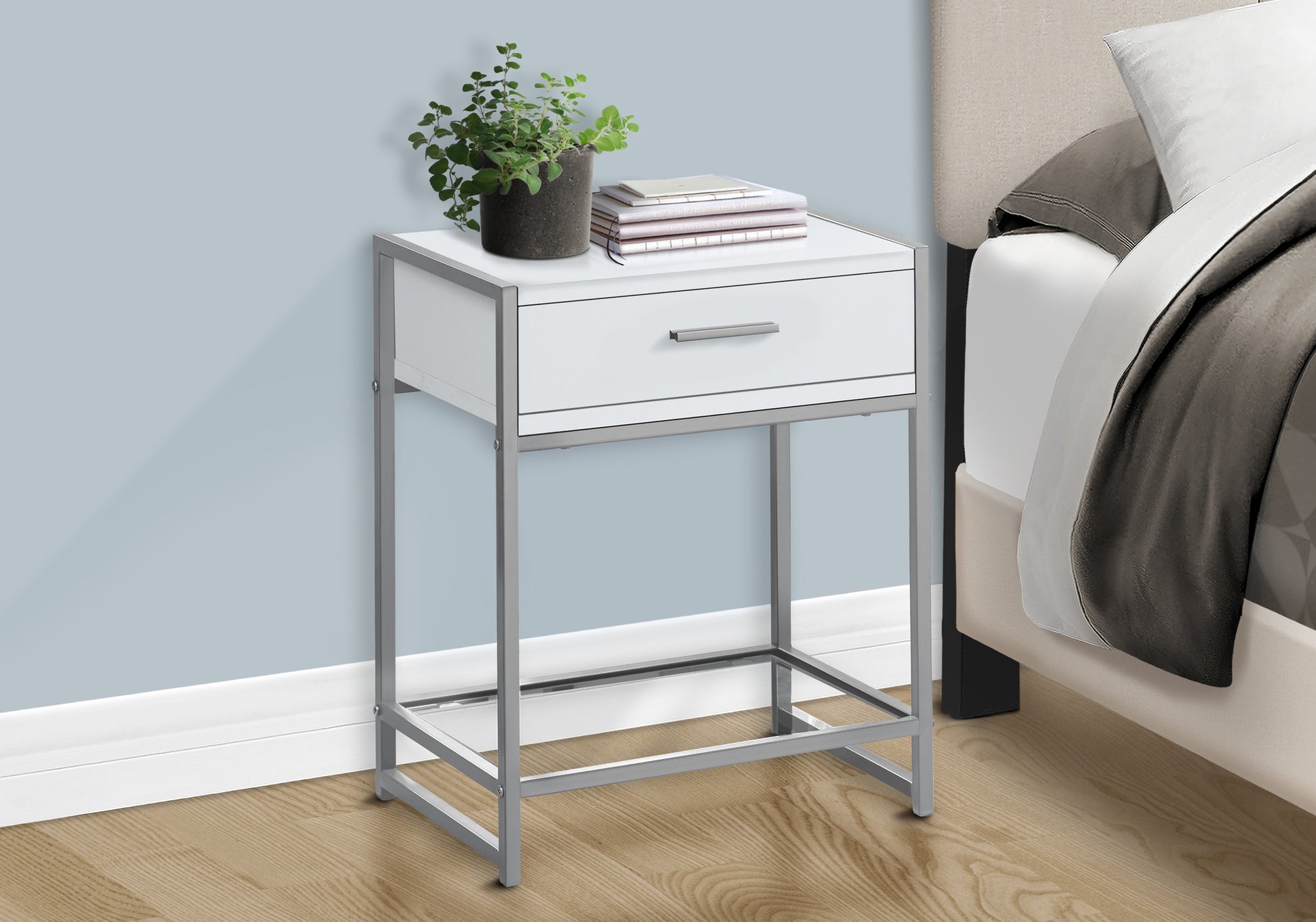 Accent Table - 22"H Dark Taupe Tempered Glass-Accent Table-DECOROLALA