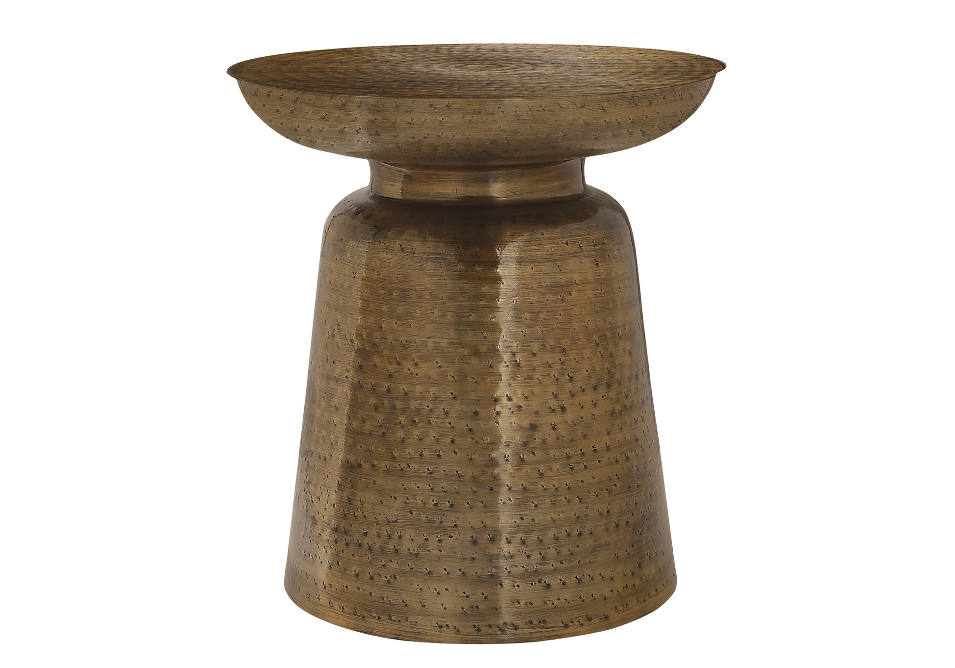 Accent Table - 22"H Gold Iron Drum-Accent Table-DECOROLALA