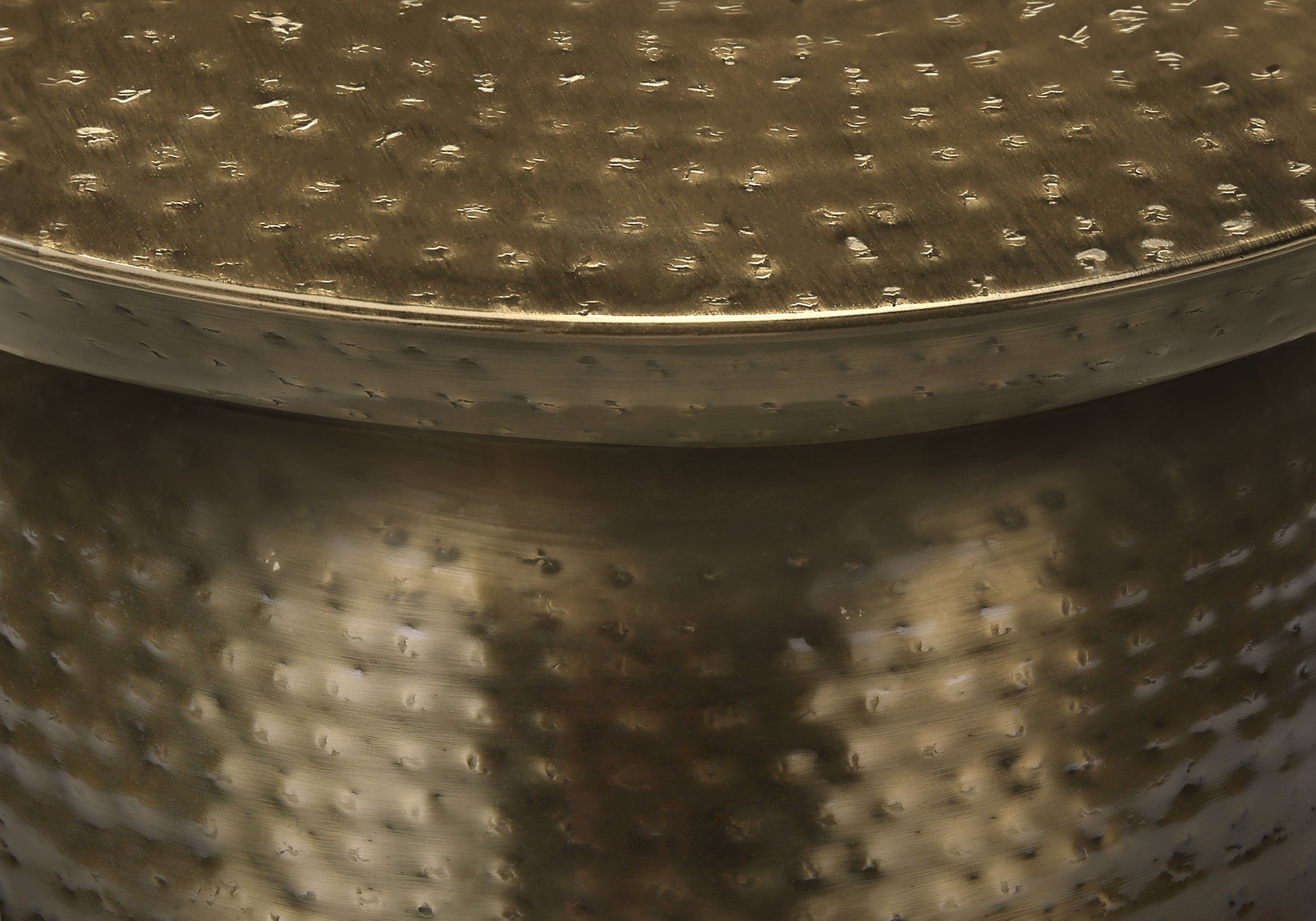 Accent Table - 22"H Gold Iron Drum-Accent Table-DECOROLALA