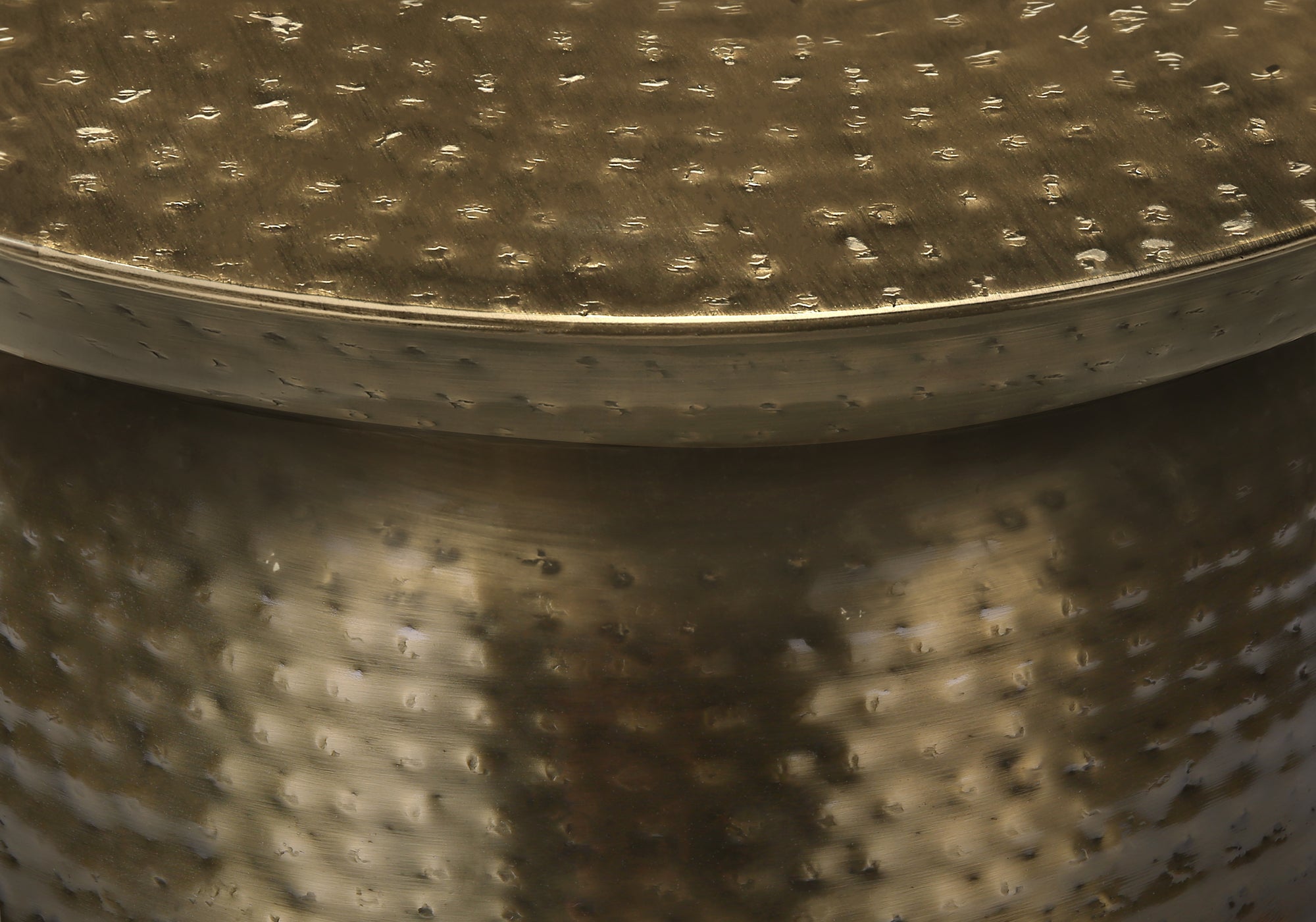 Accent Table - 22"H Gold Iron Drum-Accent Table-DECOROLALA