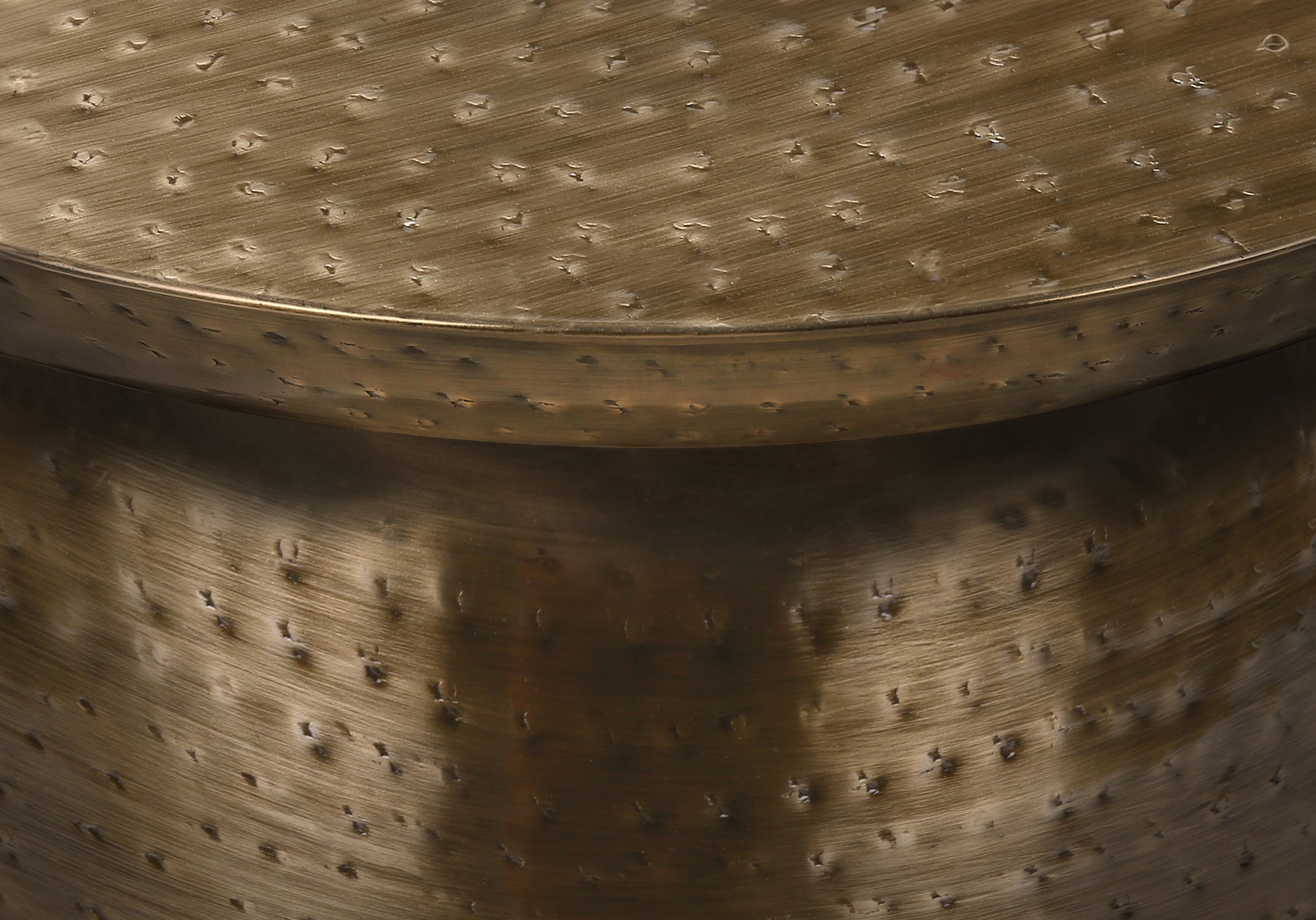 Accent Table - 22"H Gold Iron Drum-Accent Table-DECOROLALA
