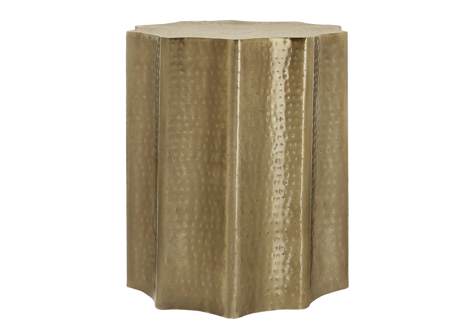 Accent Table 22"H Gold Iron Drum-Accent Table-DECOROLALA
