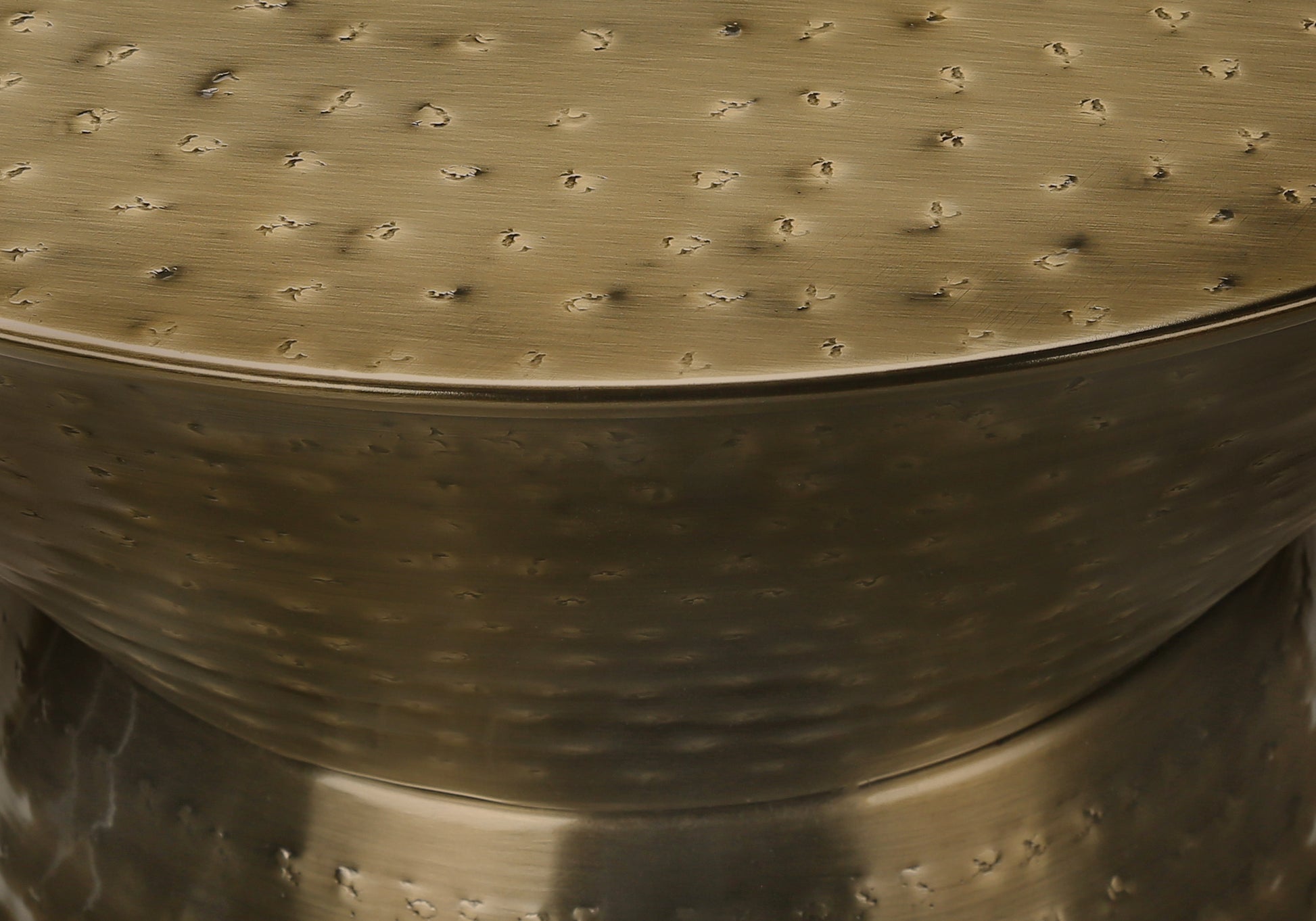 Accent Table 22"H Gold Iron Drum Hourglass-Accent Table-DECOROLALA