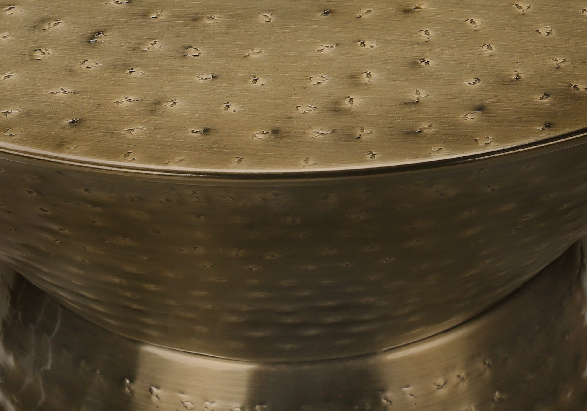 Accent Table 22"H Gold Iron Drum Hourglass-Accent Table-DECOROLALA