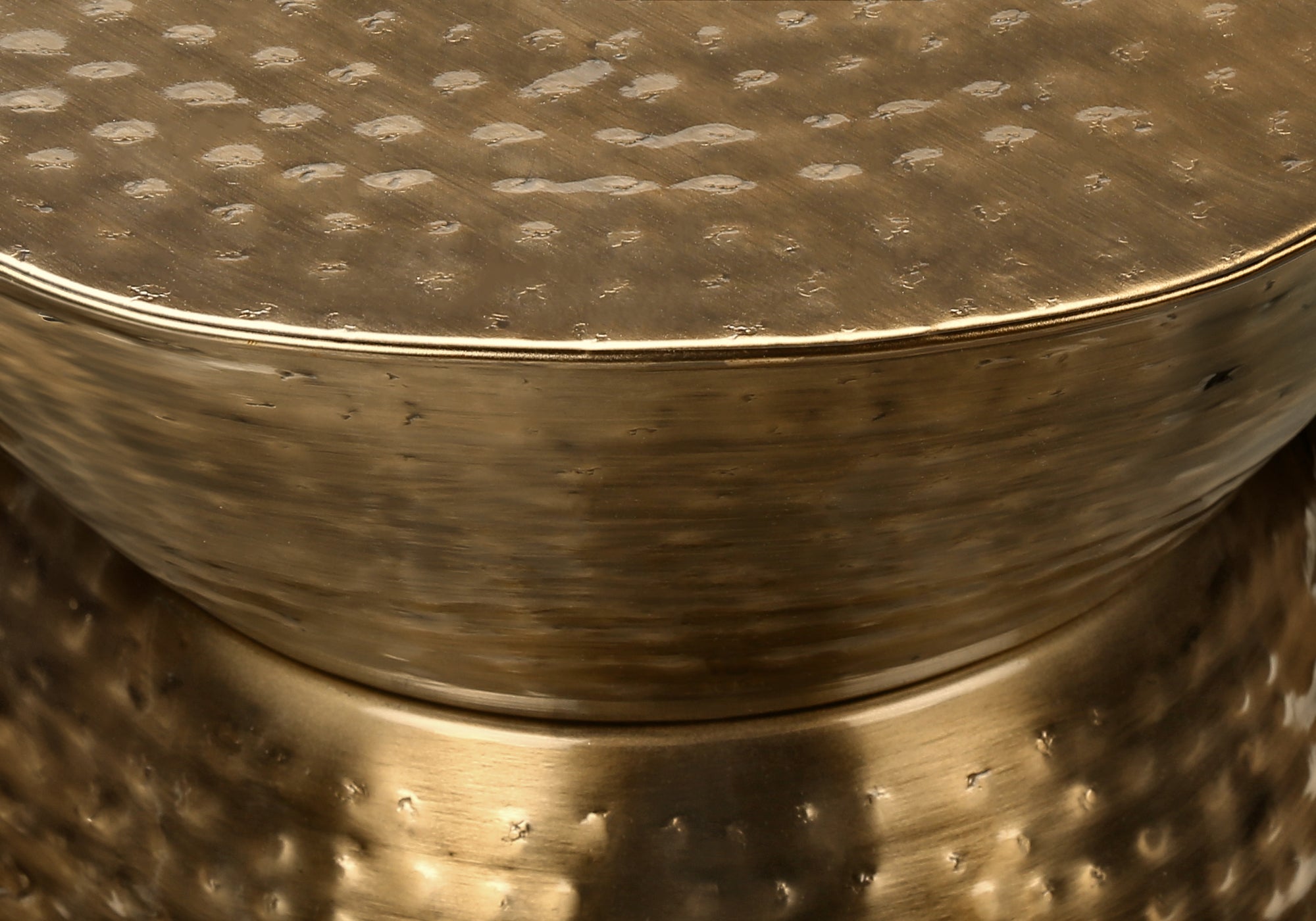 Accent Table 22"H Gold Iron Drum Hourglass-Accent Table-DECOROLALA