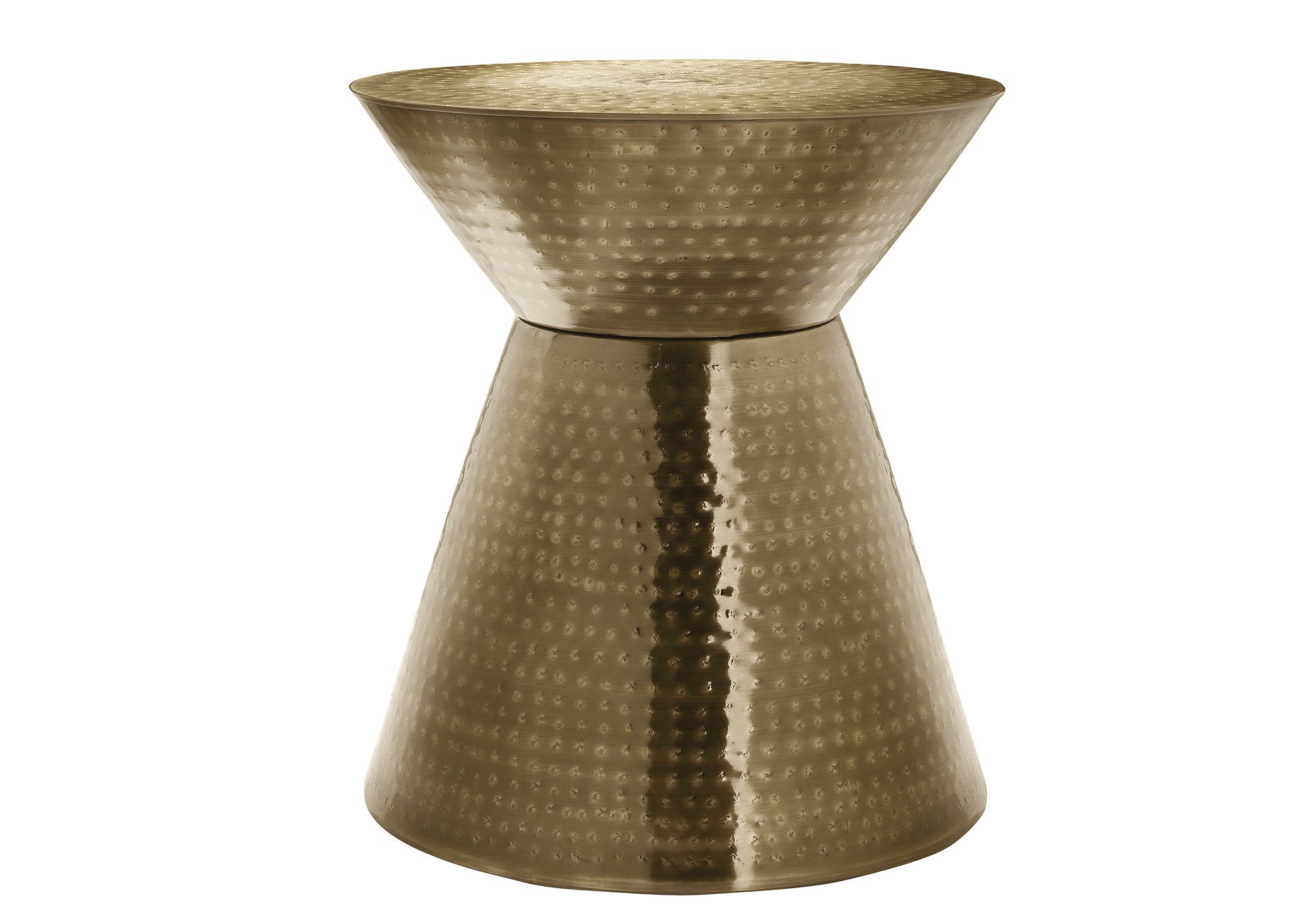 Accent Table 22"H Gold Iron Drum Hourglass-Accent Table-DECOROLALA