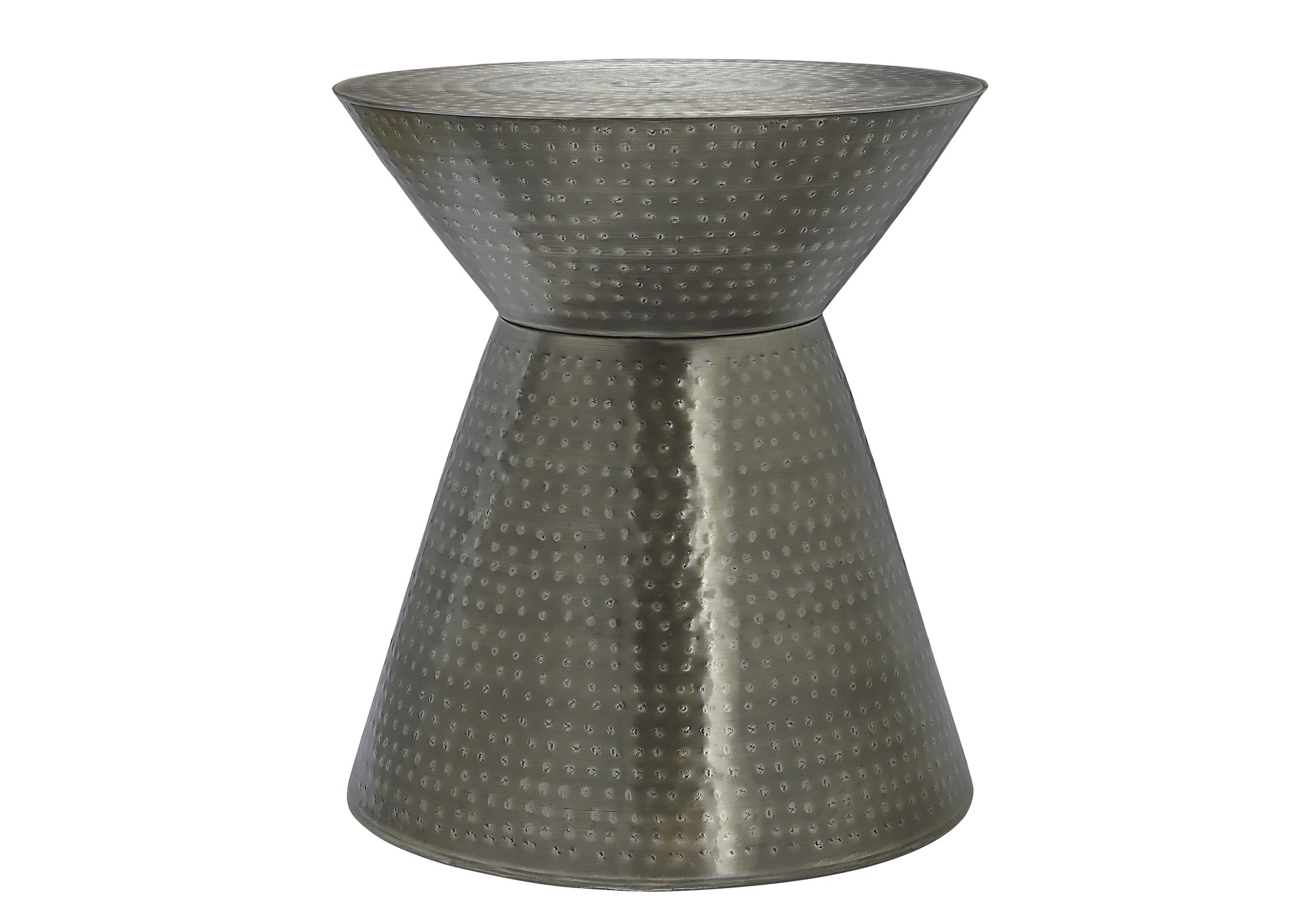 Accent Table 22"H Gold Iron Drum Hourglass-Accent Table-DECOROLALA