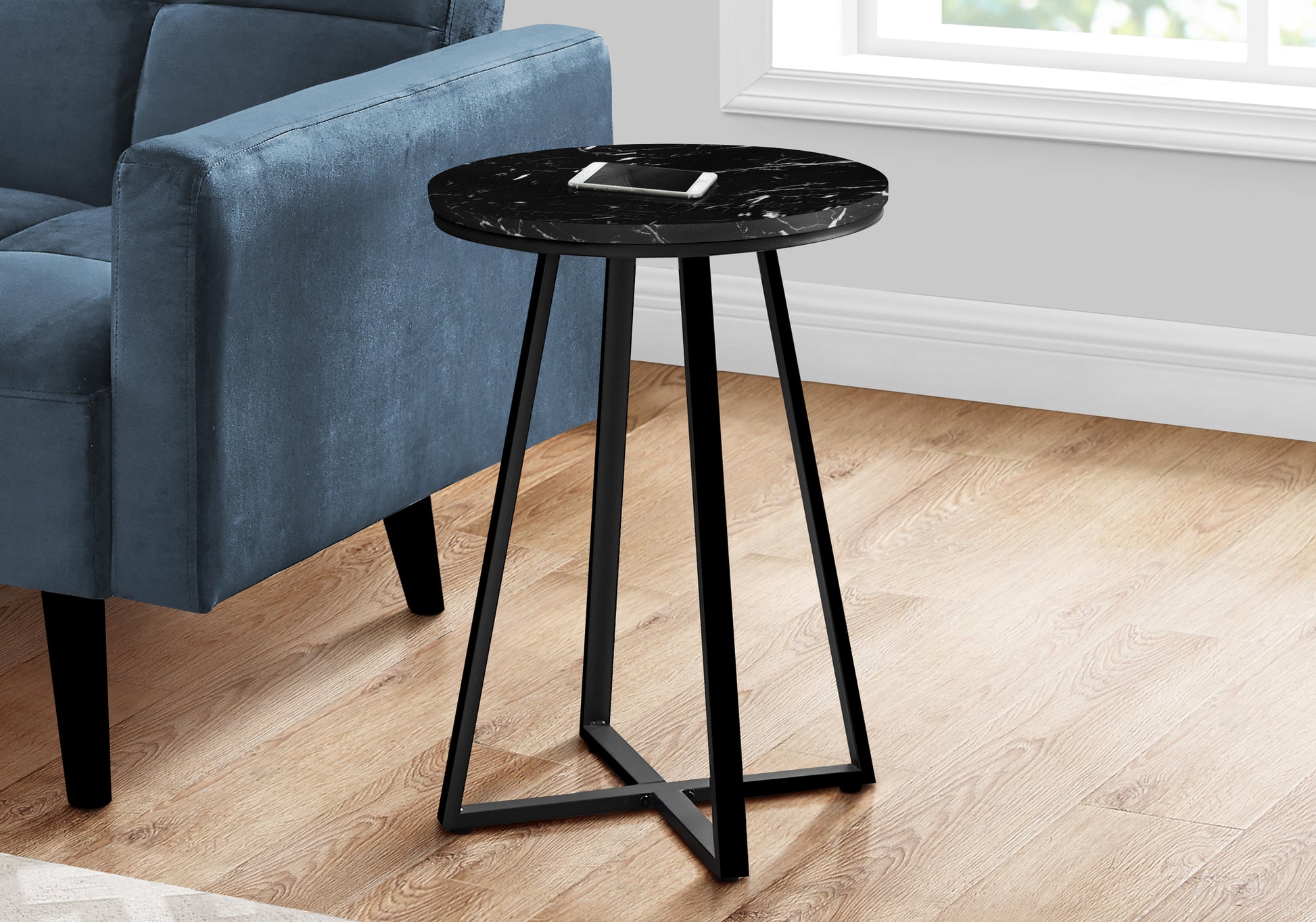 Accent Table 22"H Round Black Side Table-Accent Table-DECOROLALA