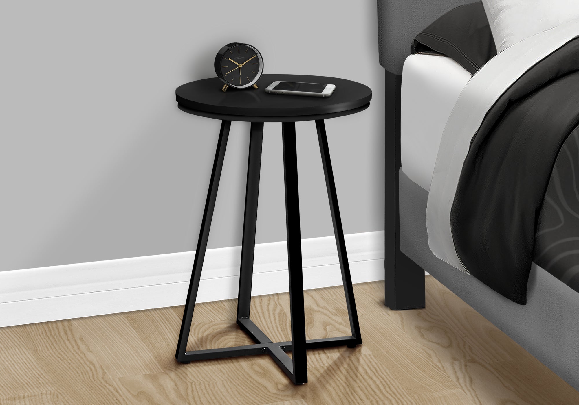Accent Table 22"H Round Black Side Table-Accent Table-DECOROLALA