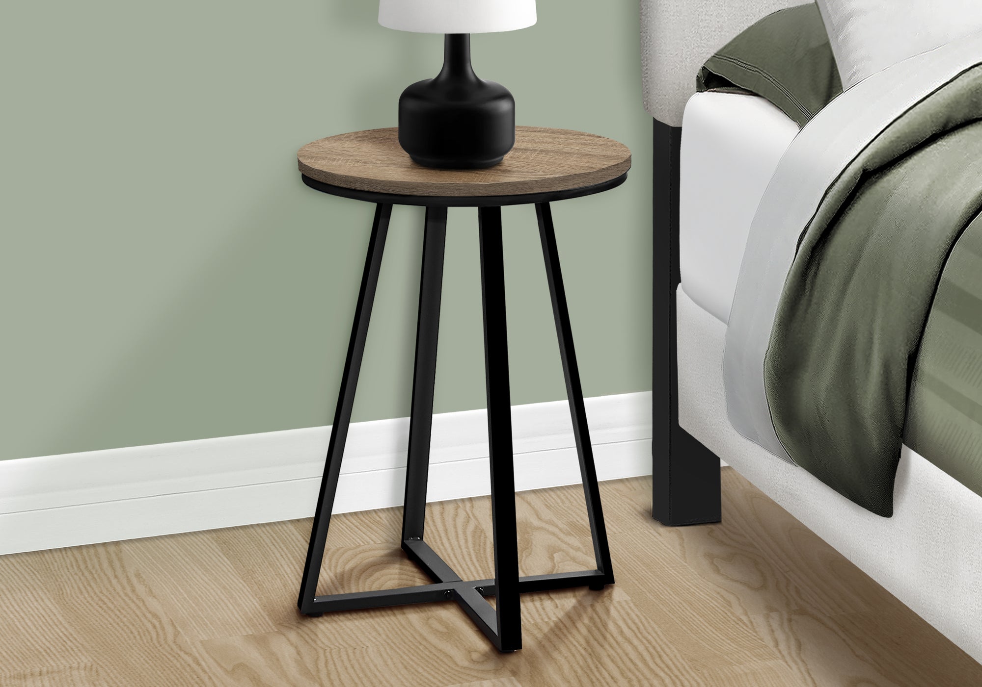 Accent Table 22"H Round Black Side Table-Accent Table-DECOROLALA
