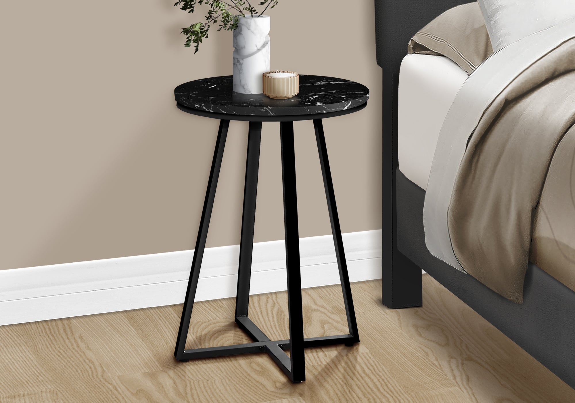 Accent Table 22"H Round Black Side Table-Accent Table-DECOROLALA