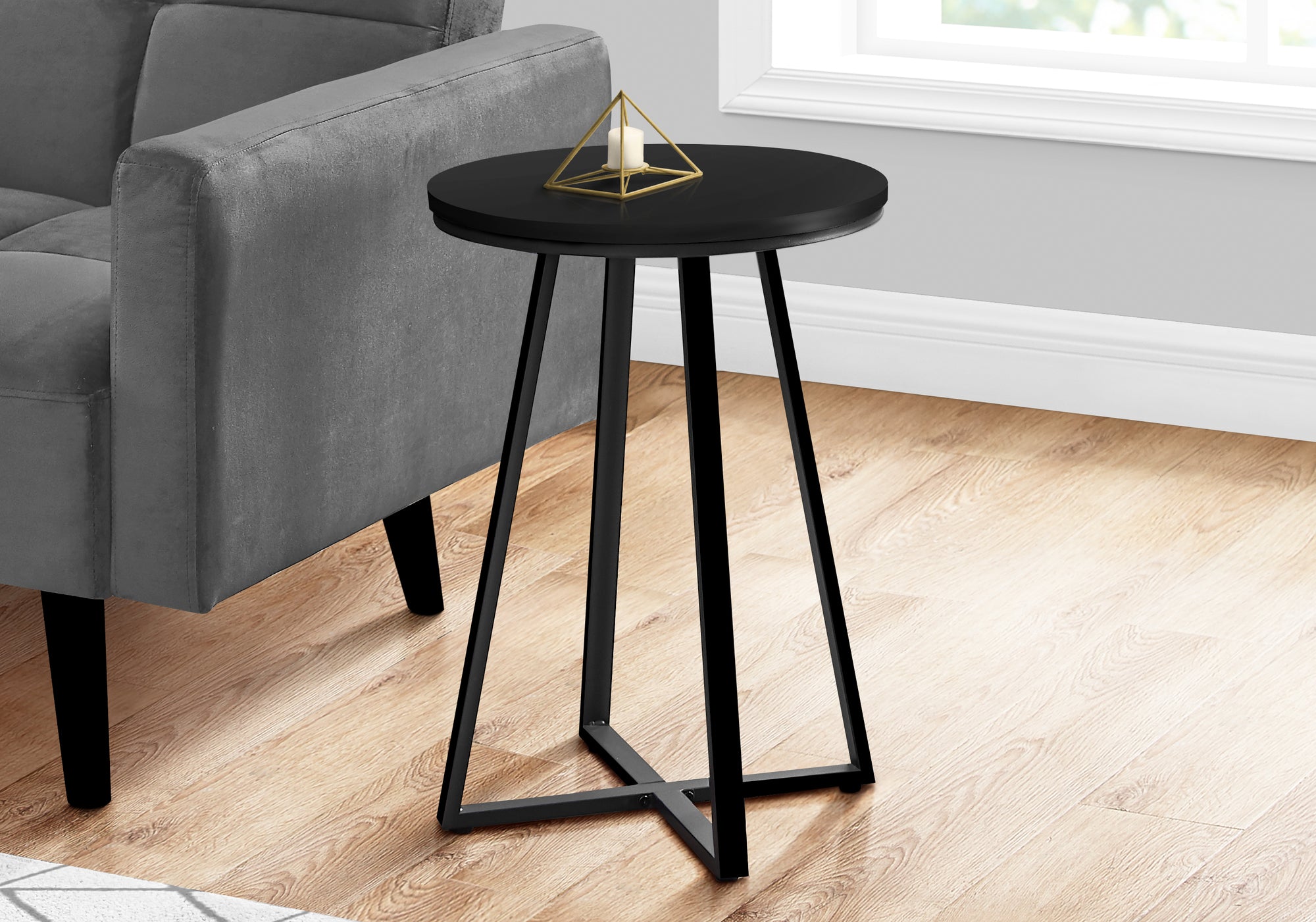 Accent Table 22"H Round Black Side Table-Accent Table-DECOROLALA