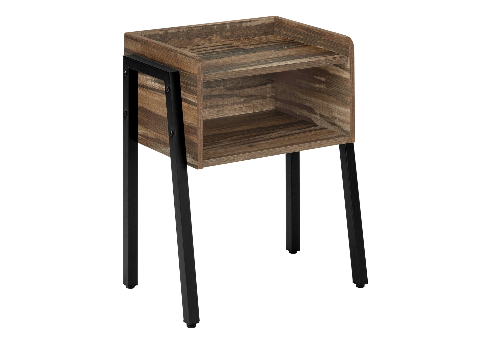 Accent Table 23"H Brown Reclaimed Wood Black Metal-Accent Table-DECOROLALA
