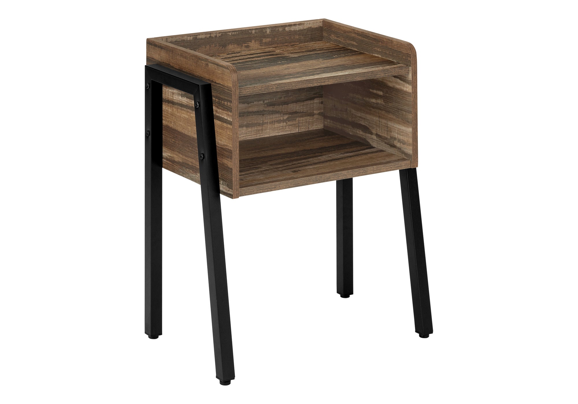 Accent Table 23"H Brown Reclaimed Wood Black Metal-Accent Table-DECOROLALA