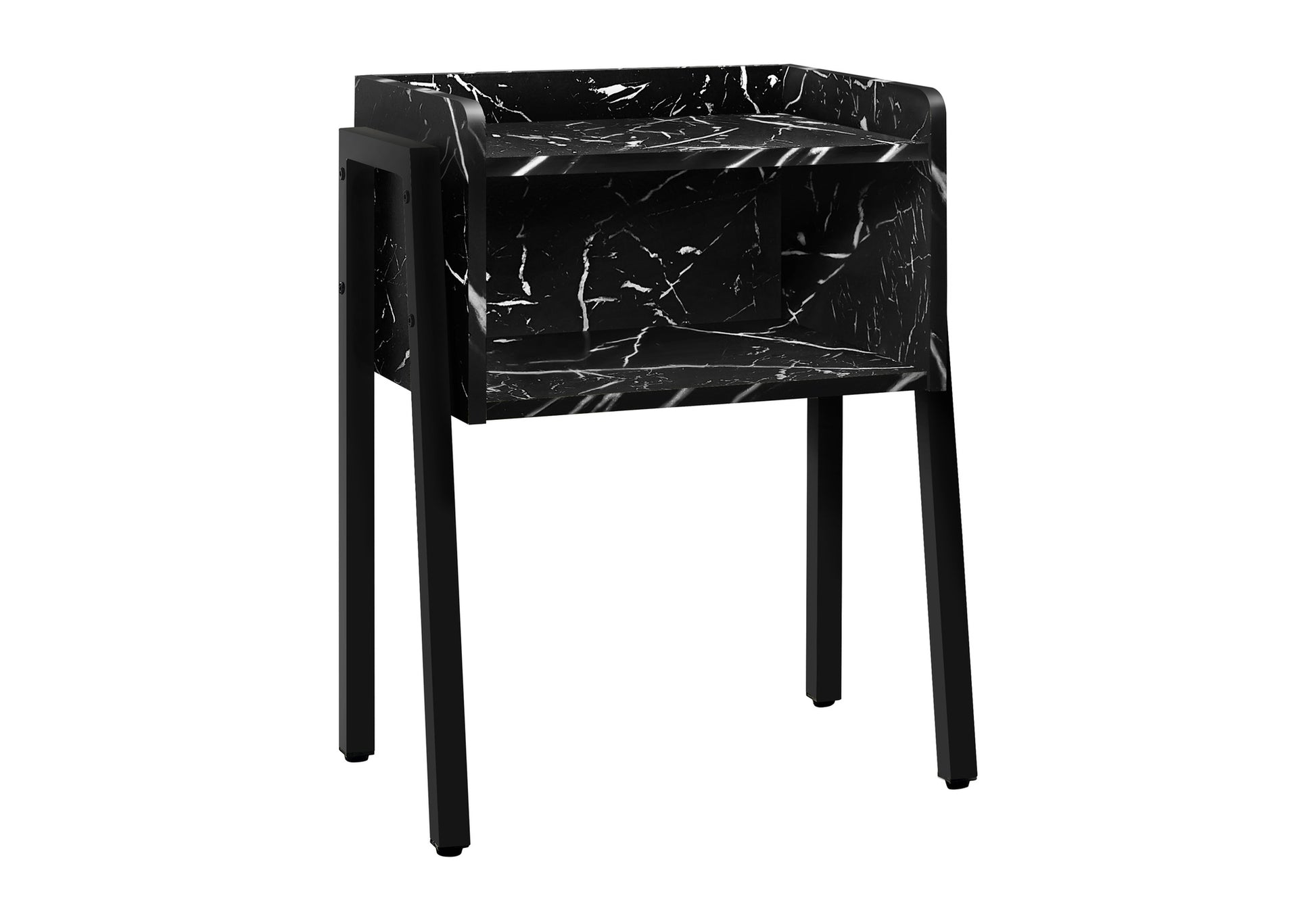 Accent Table 23"H Brown Reclaimed Wood Black Metal-Accent Table-DECOROLALA