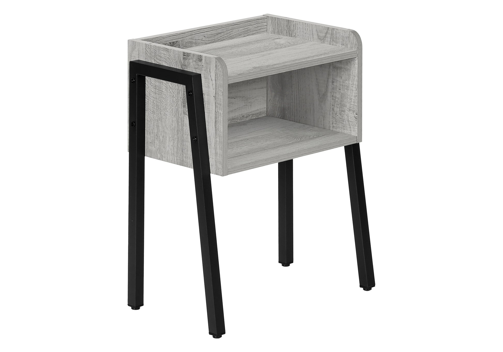 Accent Table 23"H Brown Reclaimed Wood Black Metal-Accent Table-DECOROLALA