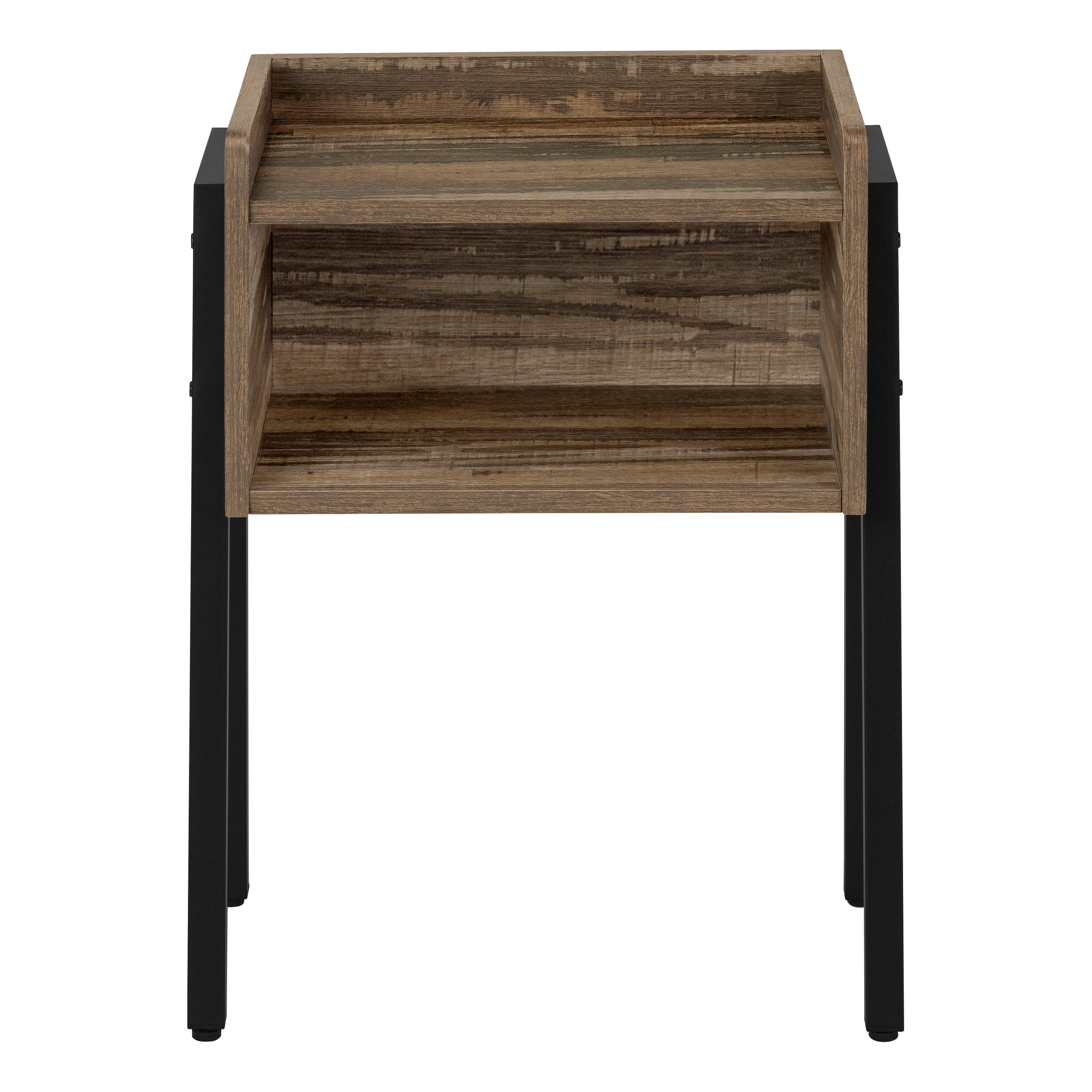 Accent Table 23"H Brown Reclaimed Wood Black Metal-Accent Table-DECOROLALA