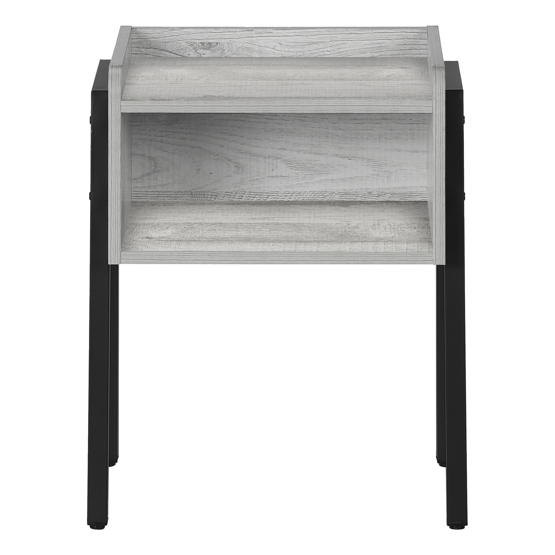 Accent Table 23"H Brown Reclaimed Wood Black Metal-Accent Table-DECOROLALA