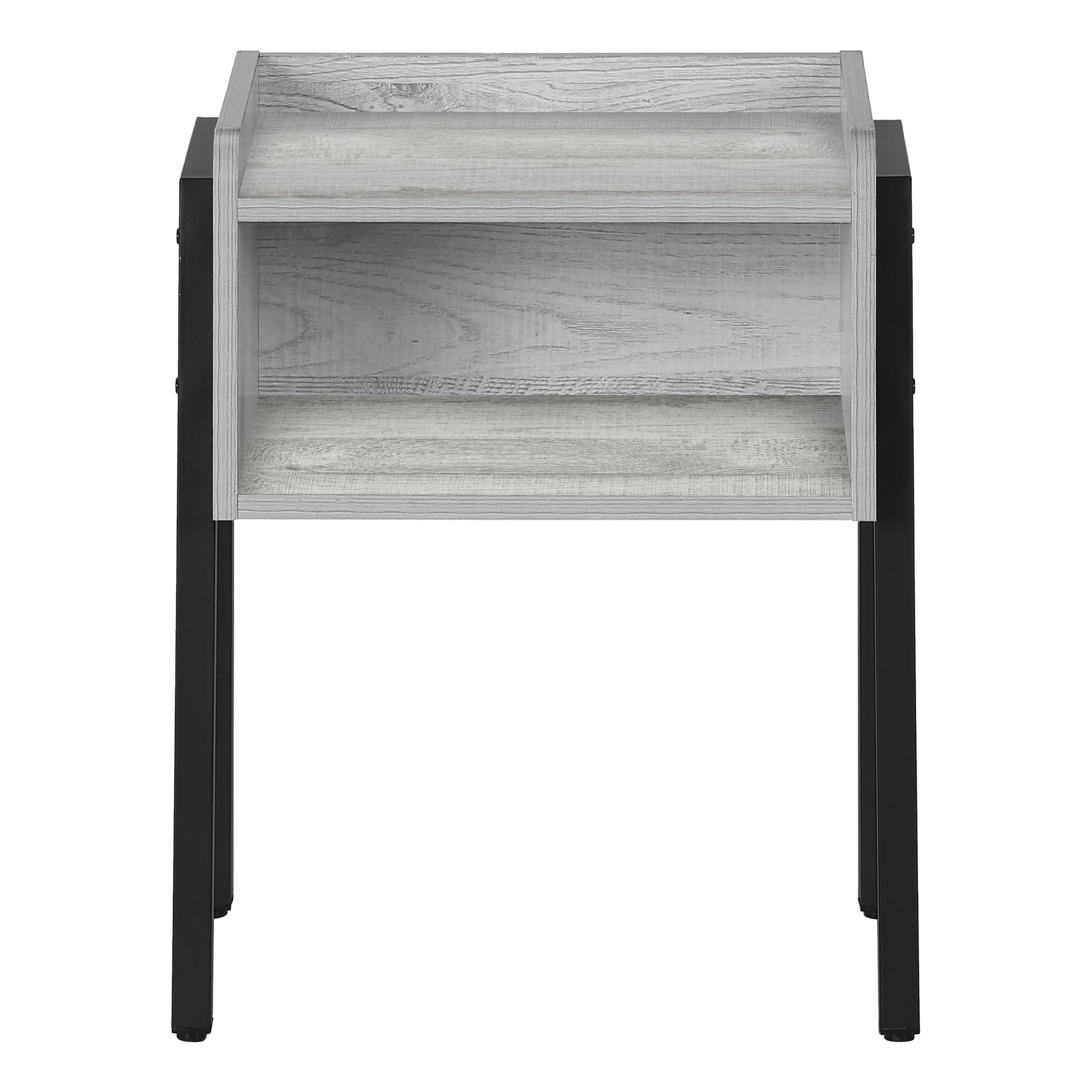 Accent Table 23"H Brown Reclaimed Wood Black Metal-Accent Table-DECOROLALA