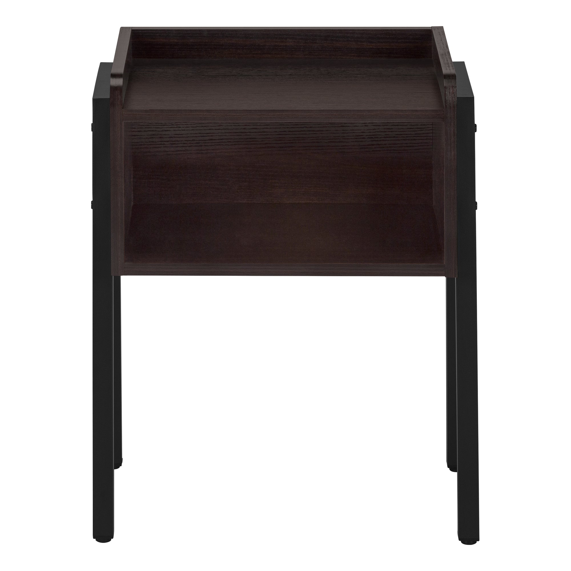 Accent Table 23"H Brown Reclaimed Wood Black Metal-Accent Table-DECOROLALA