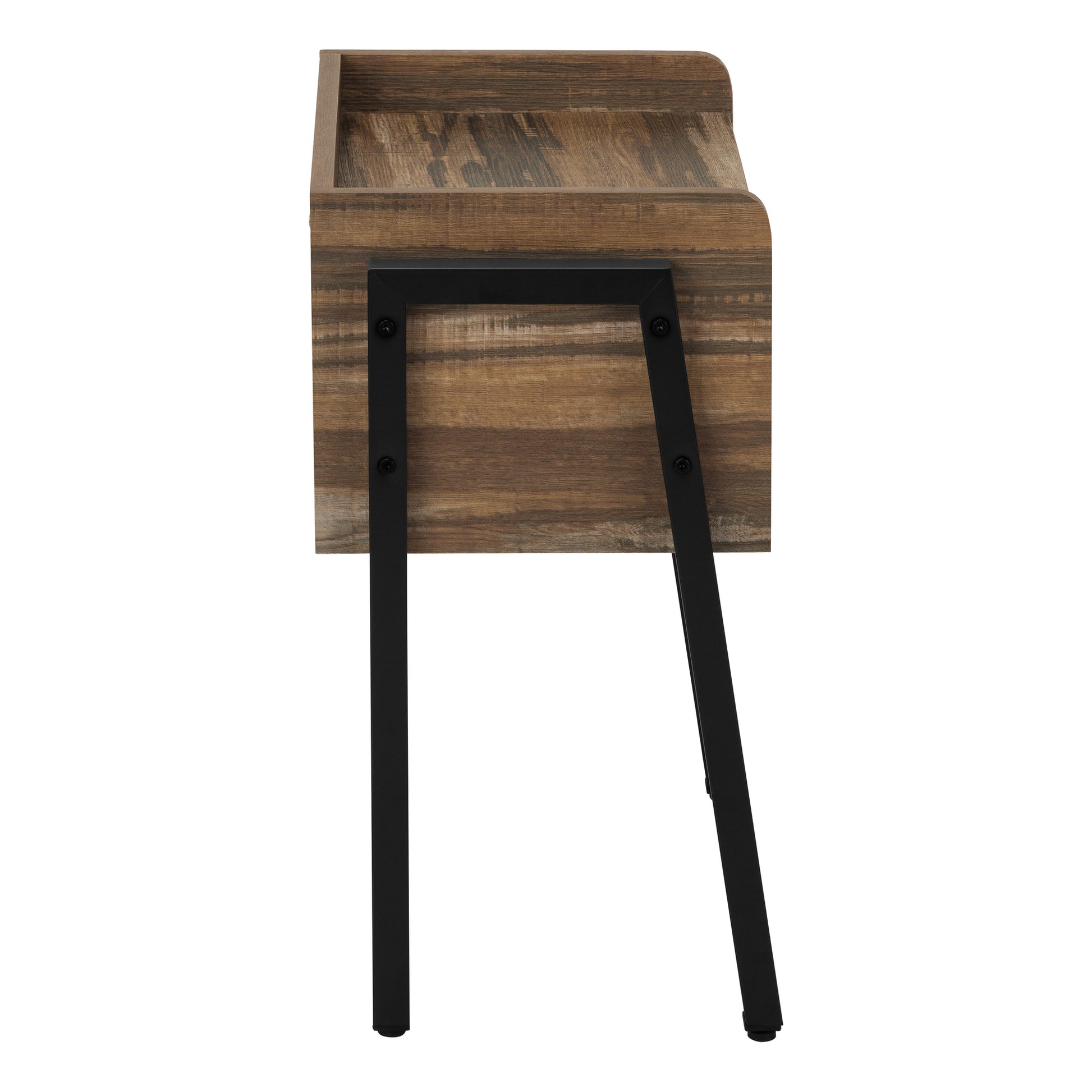 Accent Table 23"H Brown Reclaimed Wood Black Metal-Accent Table-DECOROLALA