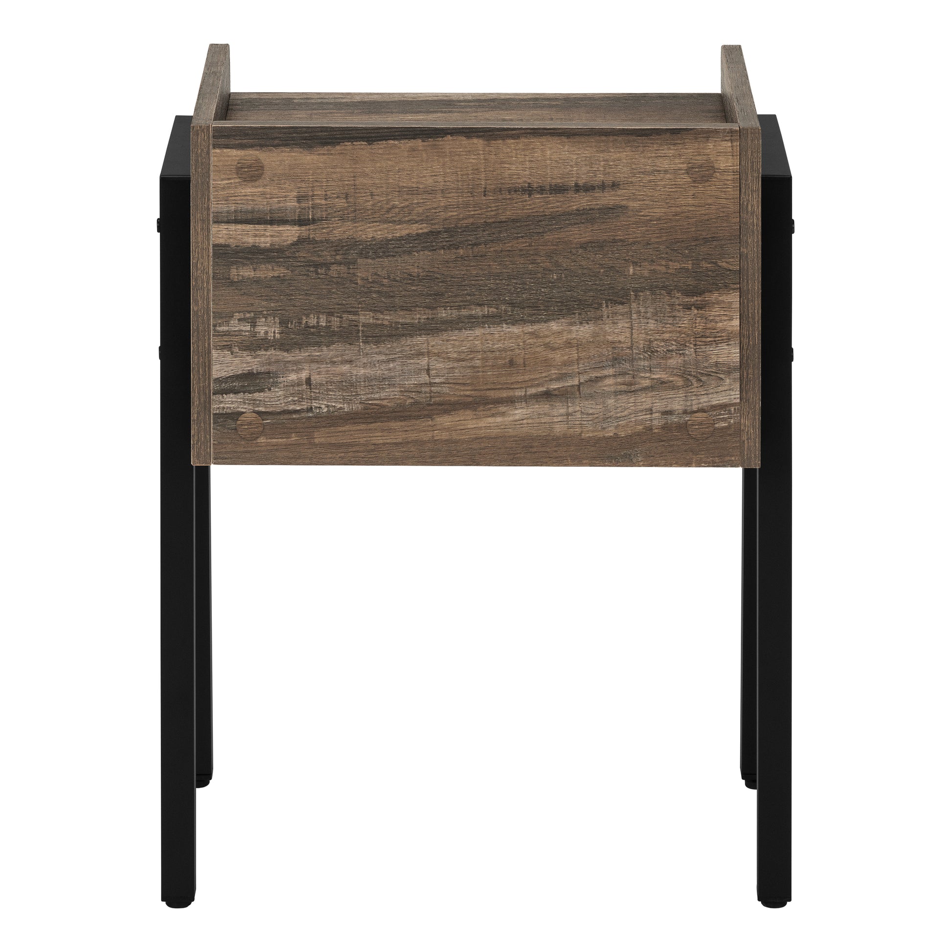 Accent Table 23"H Brown Reclaimed Wood Black Metal-Accent Table-DECOROLALA