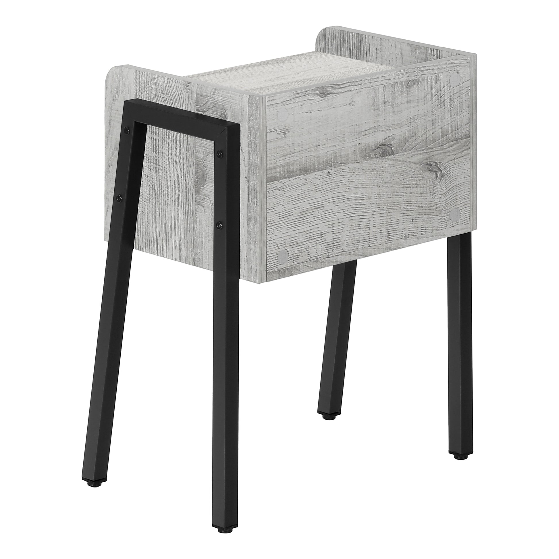 Accent Table 23"H Brown Reclaimed Wood Black Metal-Accent Table-DECOROLALA