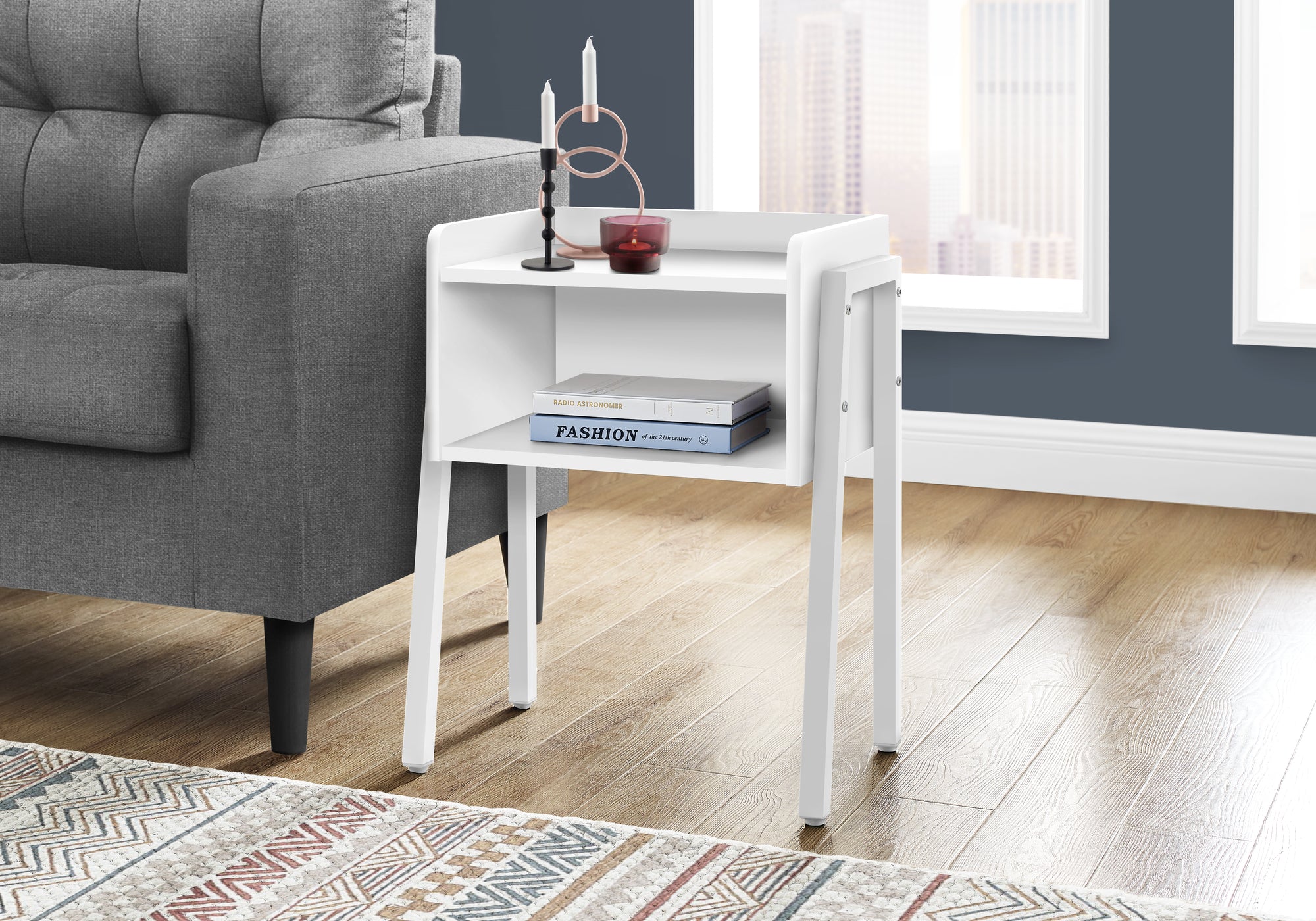 Accent Table 23"H Brown Reclaimed Wood Black Metal-Accent Table-DECOROLALA